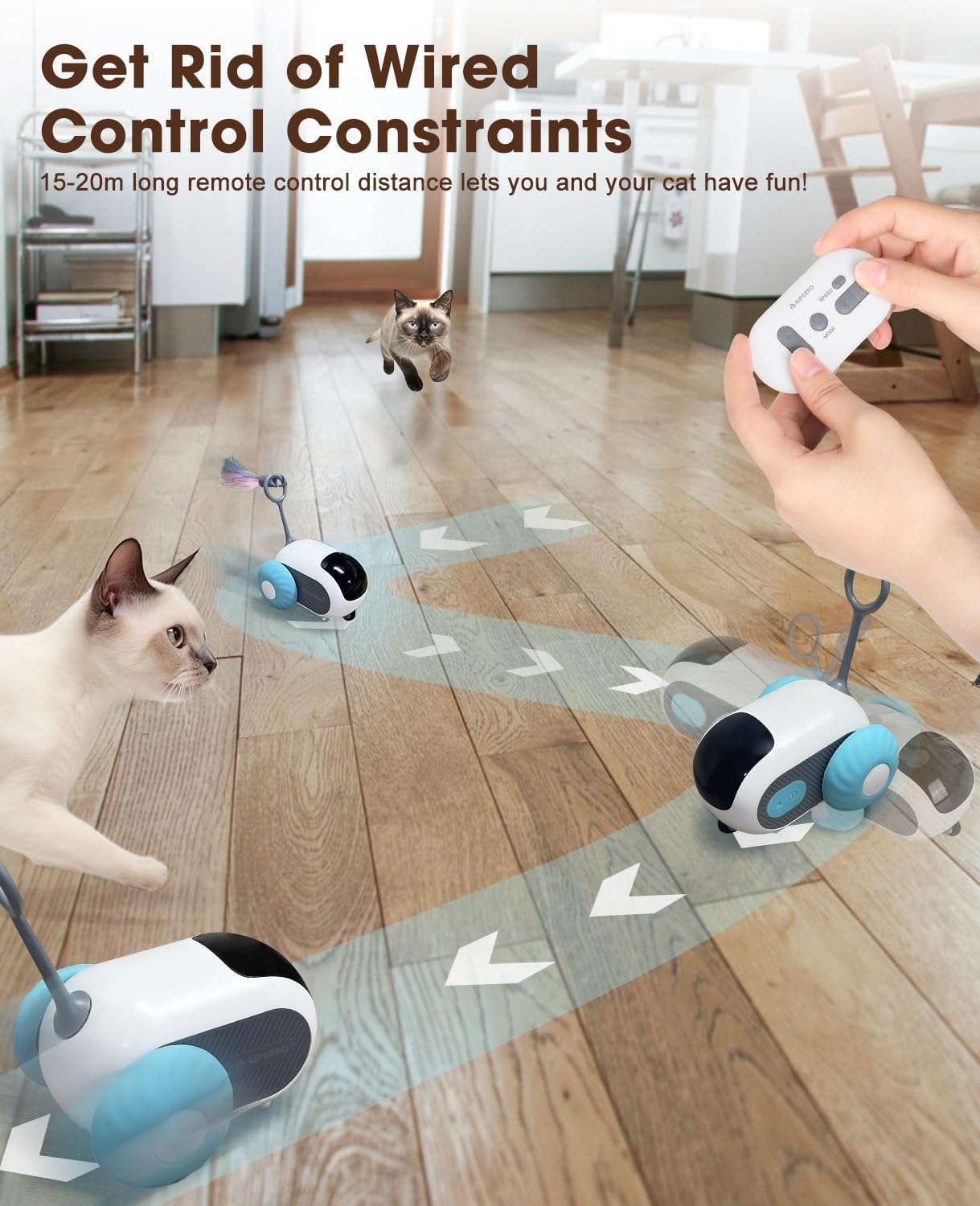 juguete inteligente interactivo con control remoto y doble velocidad para gatos de interior AIPERRO