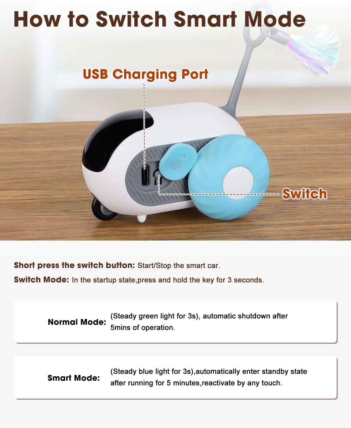 juguete inteligente interactivo con control remoto y doble velocidad para gatos de interior AIPERRO