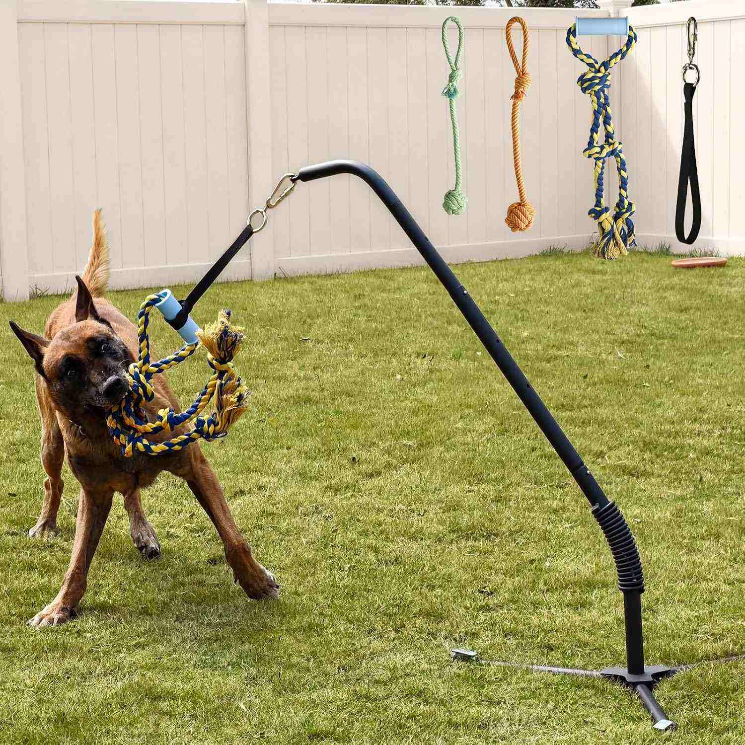 poste interactivo perros tira y afloja exterior acero 120 centimetros ideal para patios en chile