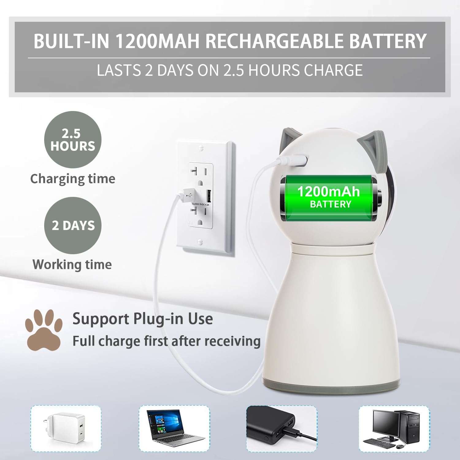 juguete láser automático y recargable para gatos con trayectoria aleatoria y sensor de movimiento YVE LIFE