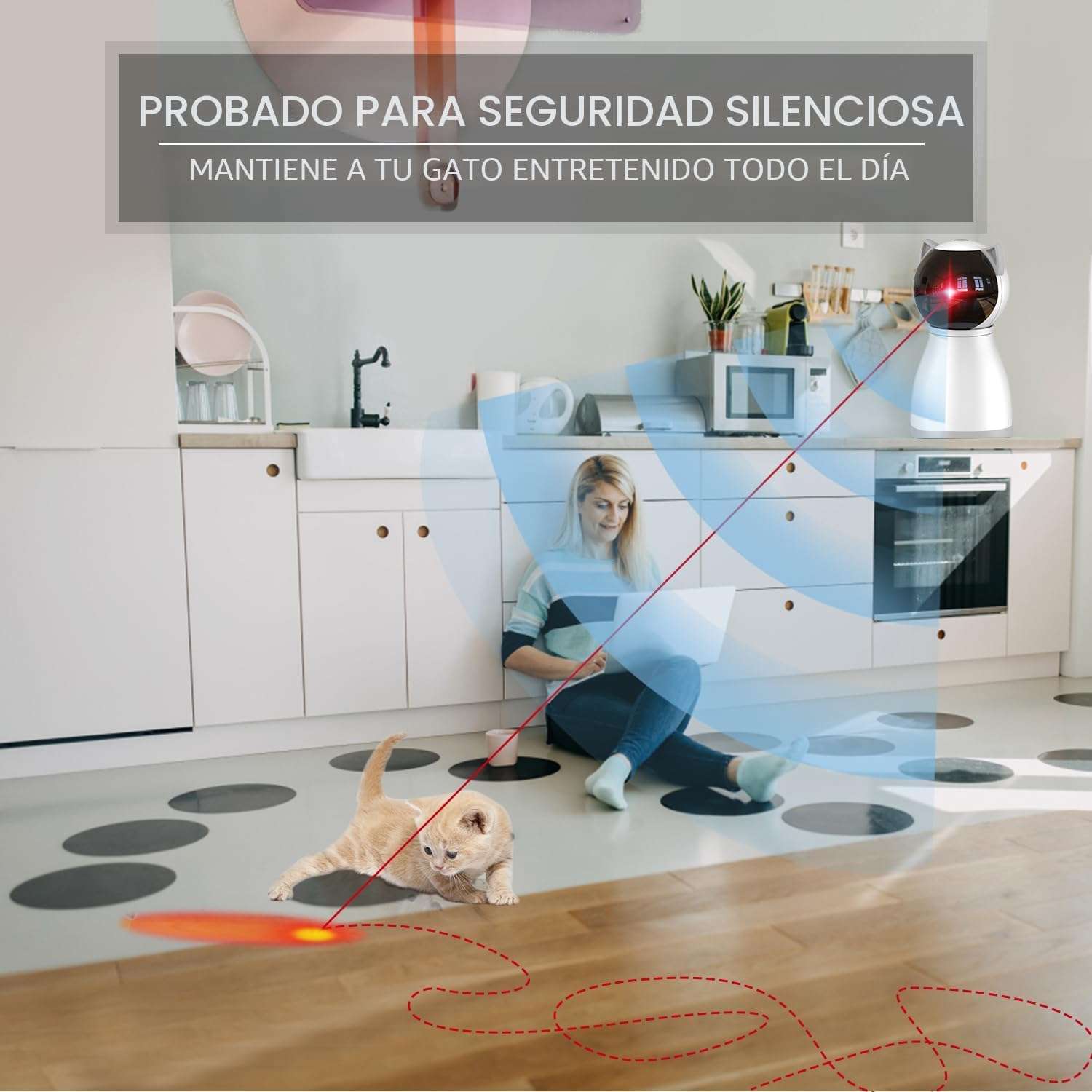 juguete láser automático y recargable para gatos con trayectoria aleatoria y sensor de movimiento YVE LIFE