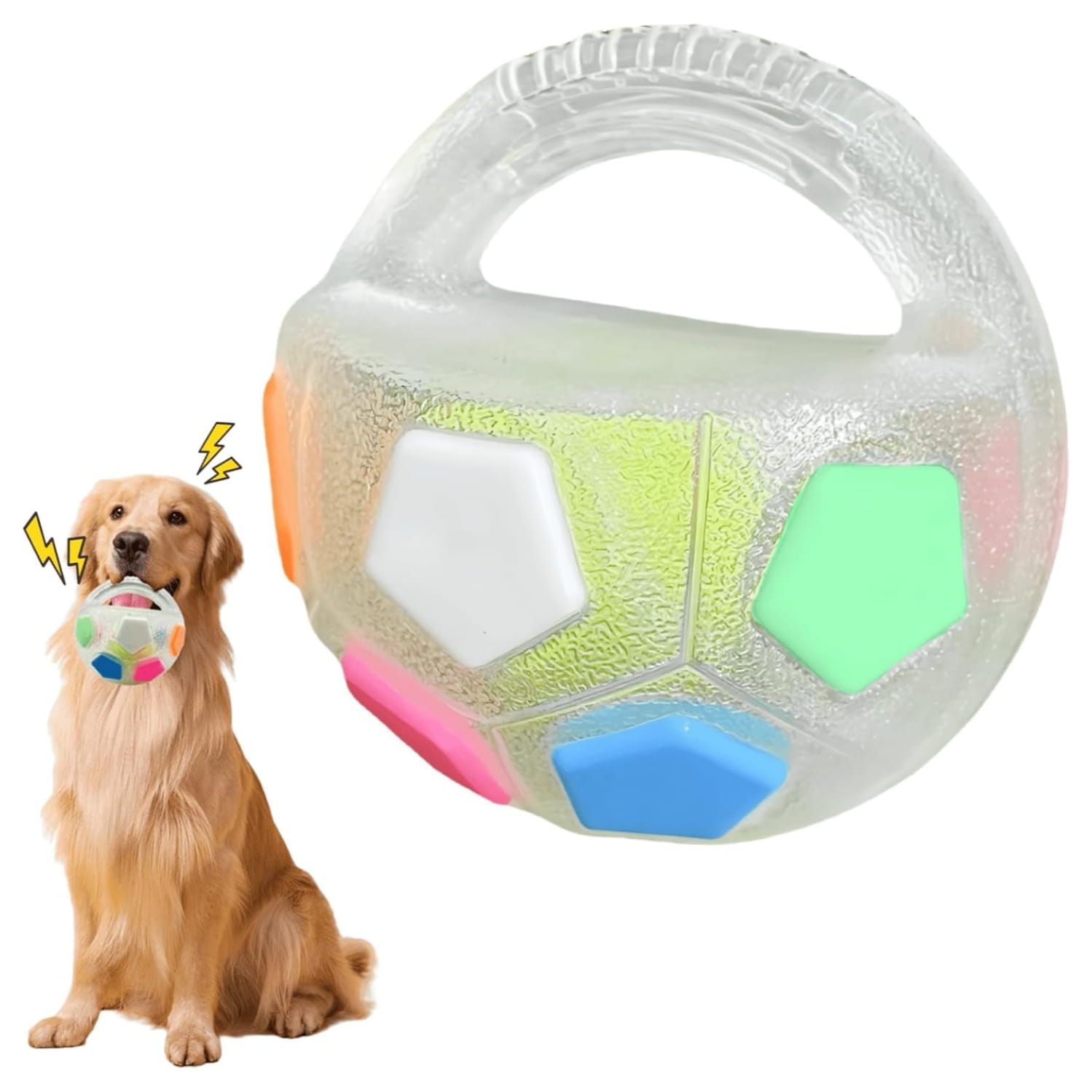 Pelota de goma termoplastica de alta resistencia con sonido para perros de mordida agresiva.