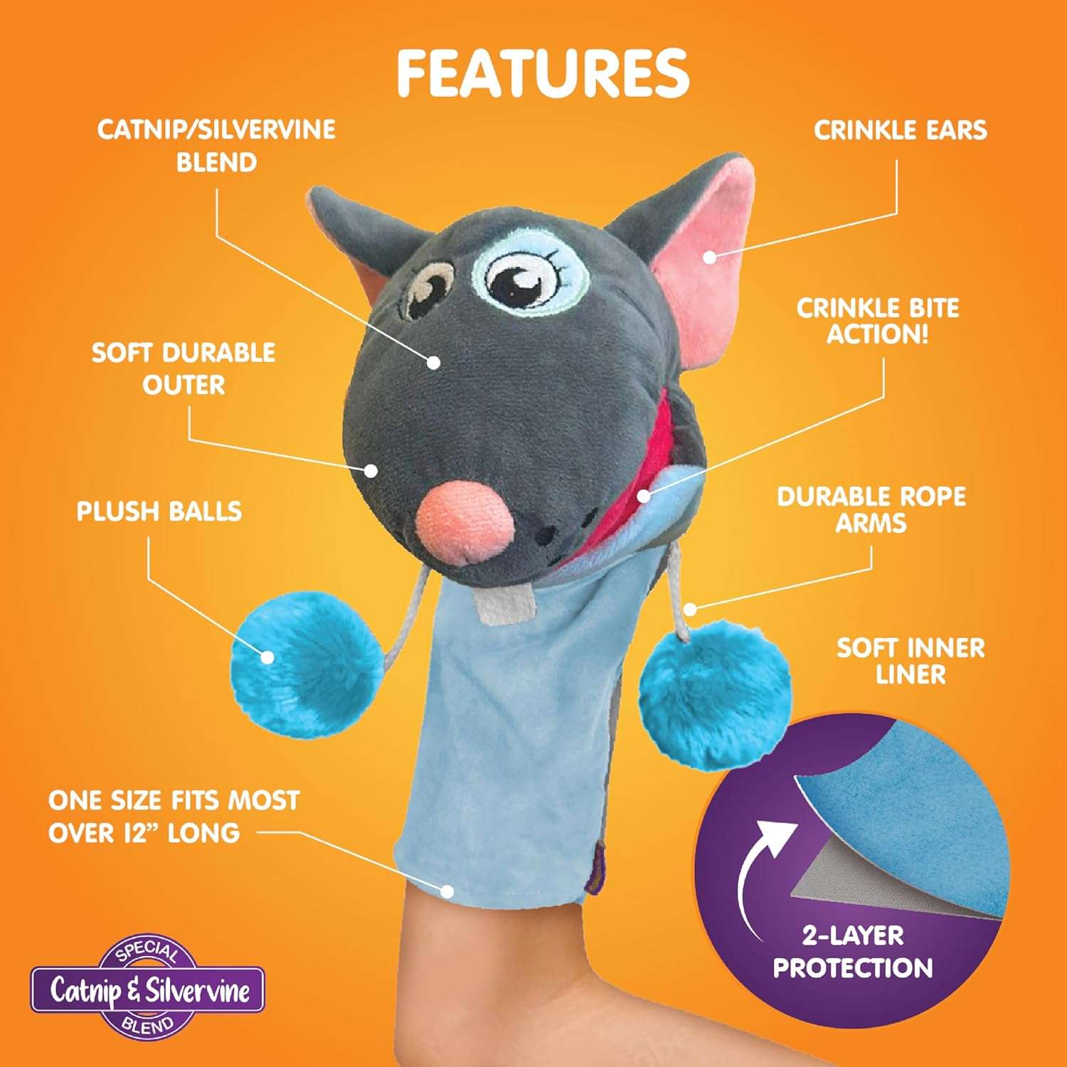 guante interactivo gatos protector manos peluche doble capa hierba gatera ideal para interior en chile