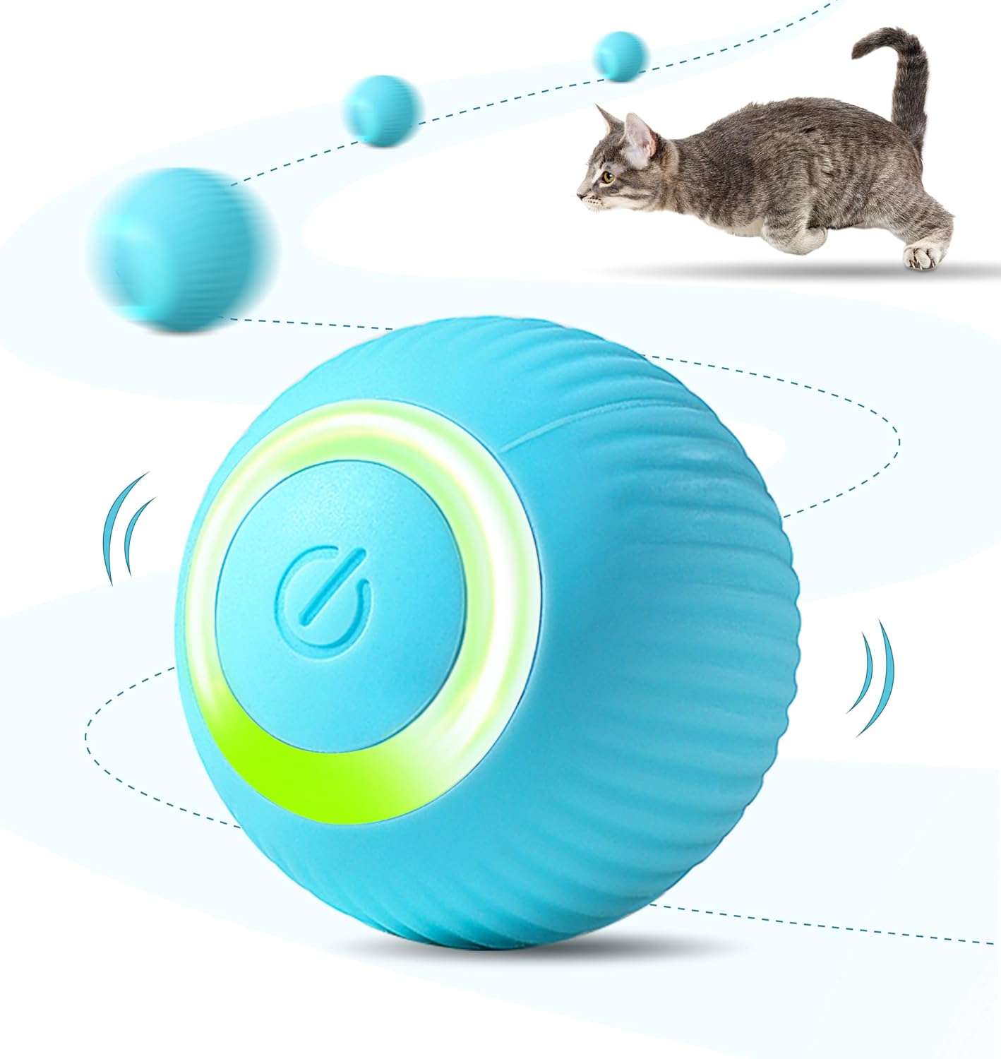 pelota interactiva automática con luz led, movimiento biónico y cubierta de silicona silenciosa para gatos