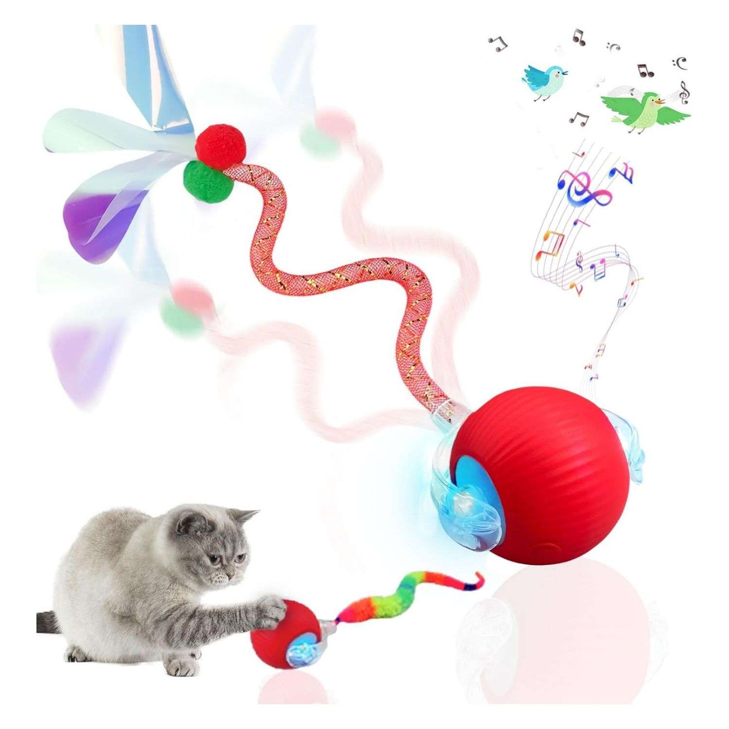 pelota interactiva inteligente gatos recargable tres modos sonido pajaro ideal para alfombras en chile