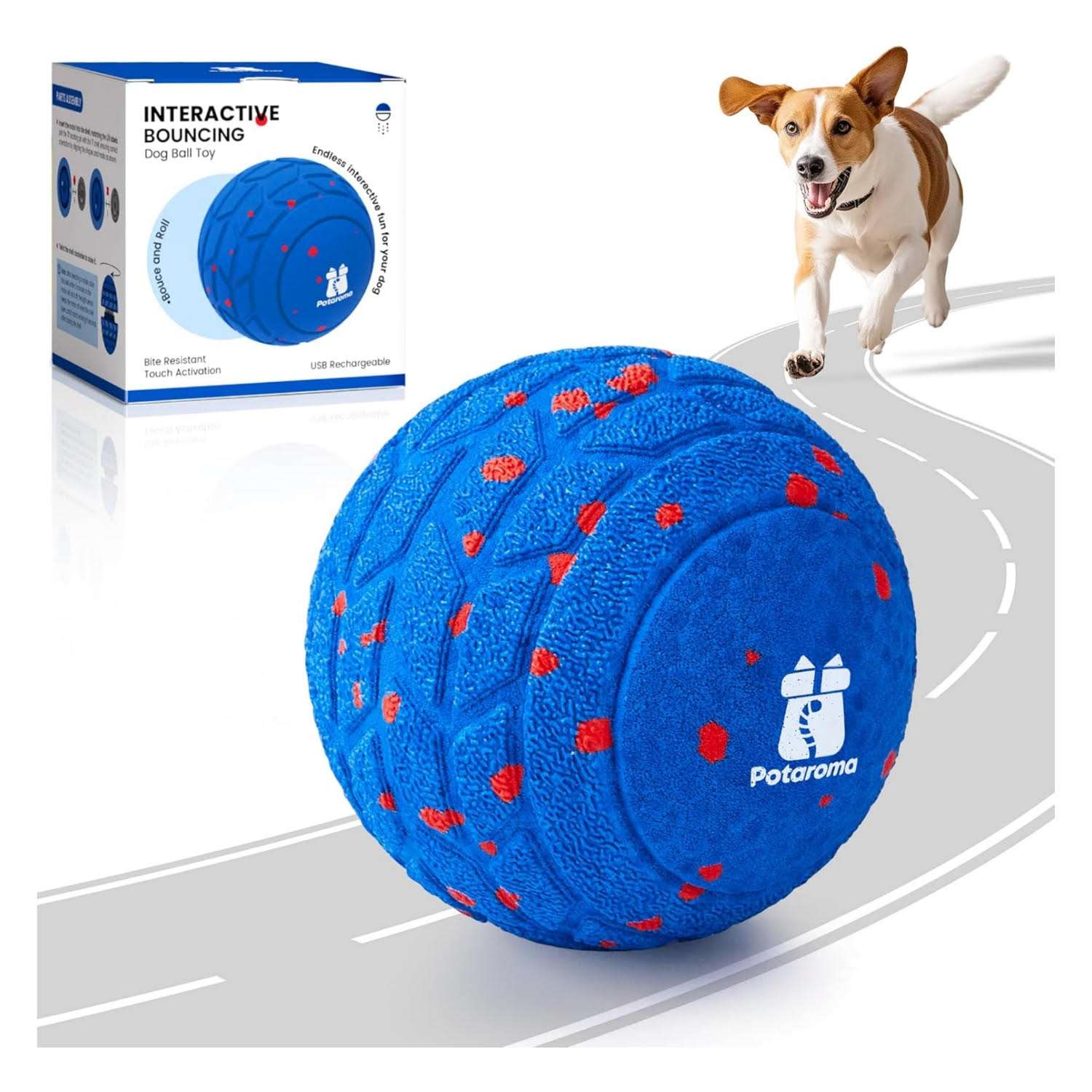 pelota interactiva automatica perros grandes rebote recargable usb 8 centimetros resistente chile