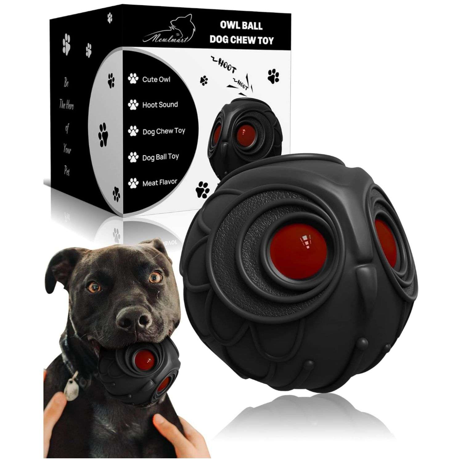 pelota interactiva perros buho sonido risa goma natural sabor carne ideal para chile