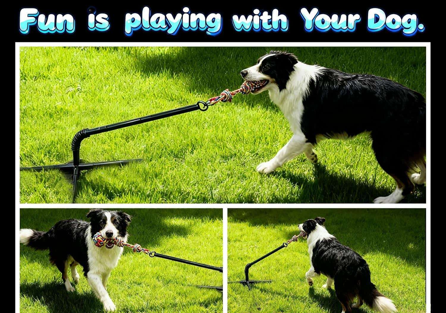 poste interactivo perros tira y afloja exterior 3 cuerdas ajustable 114 centimetros ideal para patios en chile