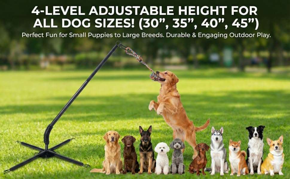poste interactivo perros tira y afloja exterior 3 cuerdas ajustable 114 centimetros ideal para patios en chile