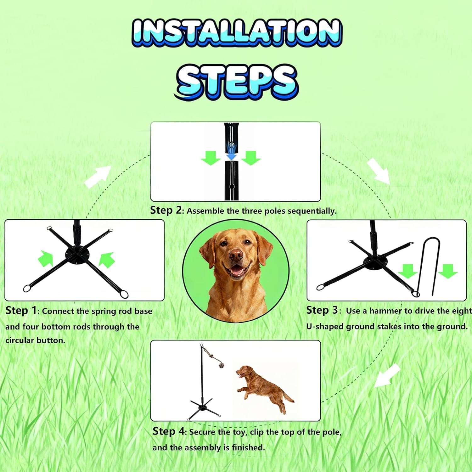 poste interactivo perros tira y afloja exterior 3 cuerdas ajustable 114 centimetros ideal para patios en chile