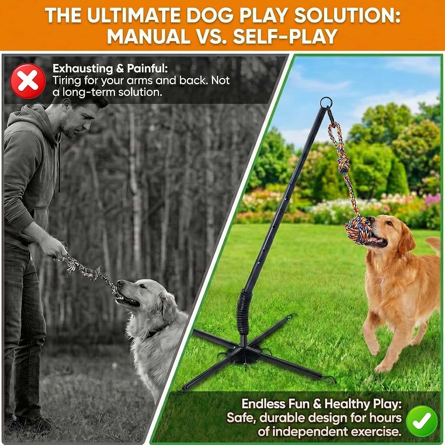 poste interactivo perros tira y afloja exterior 3 cuerdas ajustable 114 centimetros ideal para patios en chile