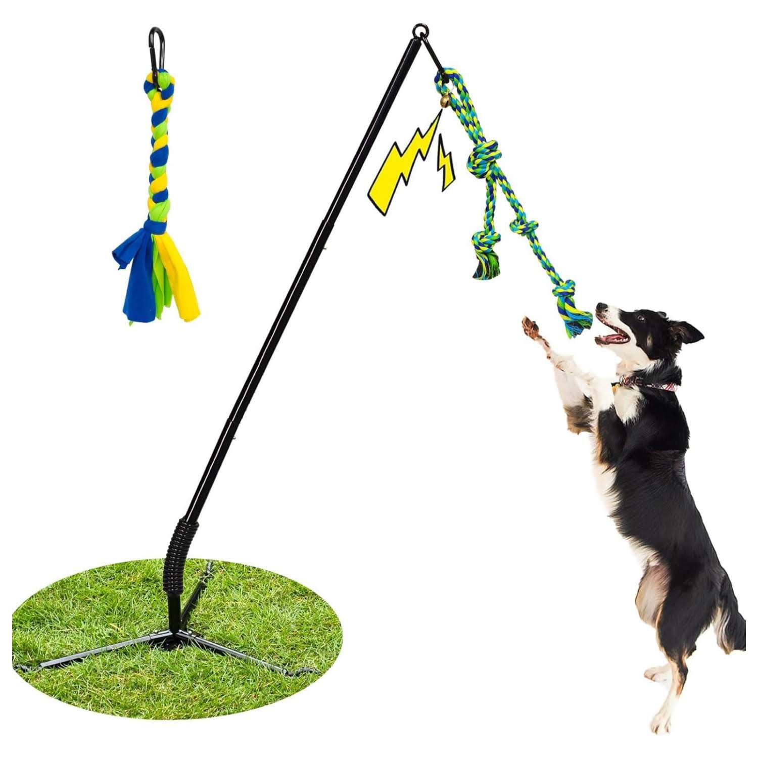 poste interactivo perros tira y afloja exterior triple anclaje campanas 27 kilos ideal para patios en chile