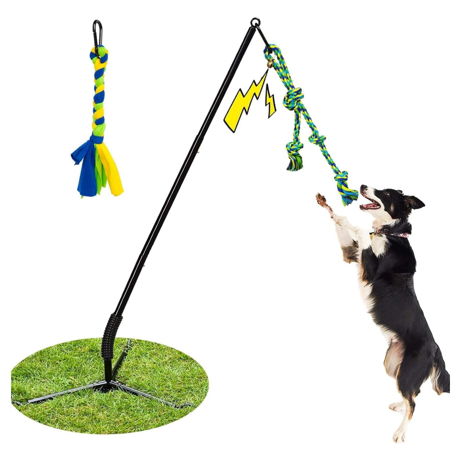 poste interactivo perros tira y afloja exterior triple anclaje campanas 27 kilos ideal para patios en chile