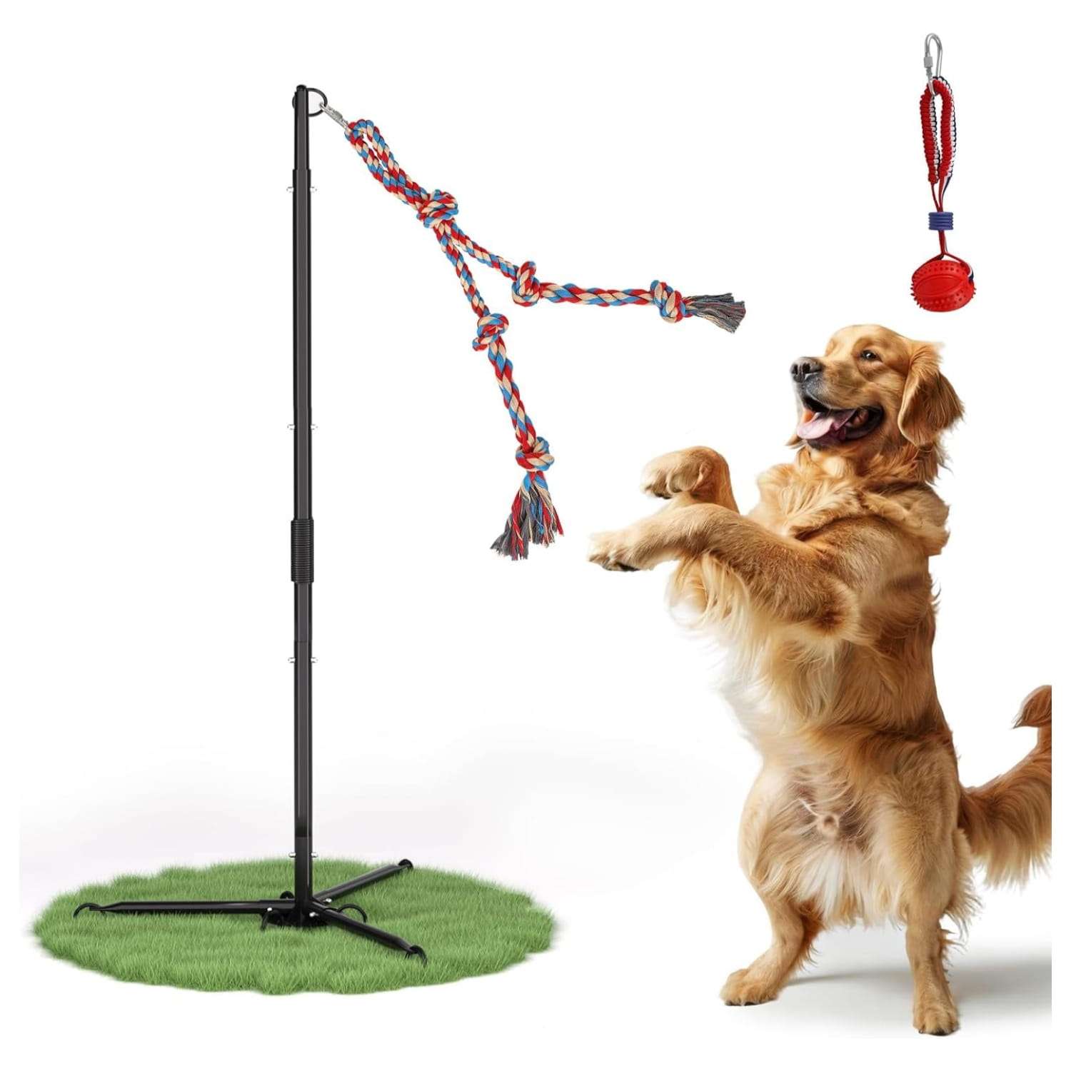 juguete interactivo patio perros tira y afloja estaca acero ajustable ideal para mascotas en chile