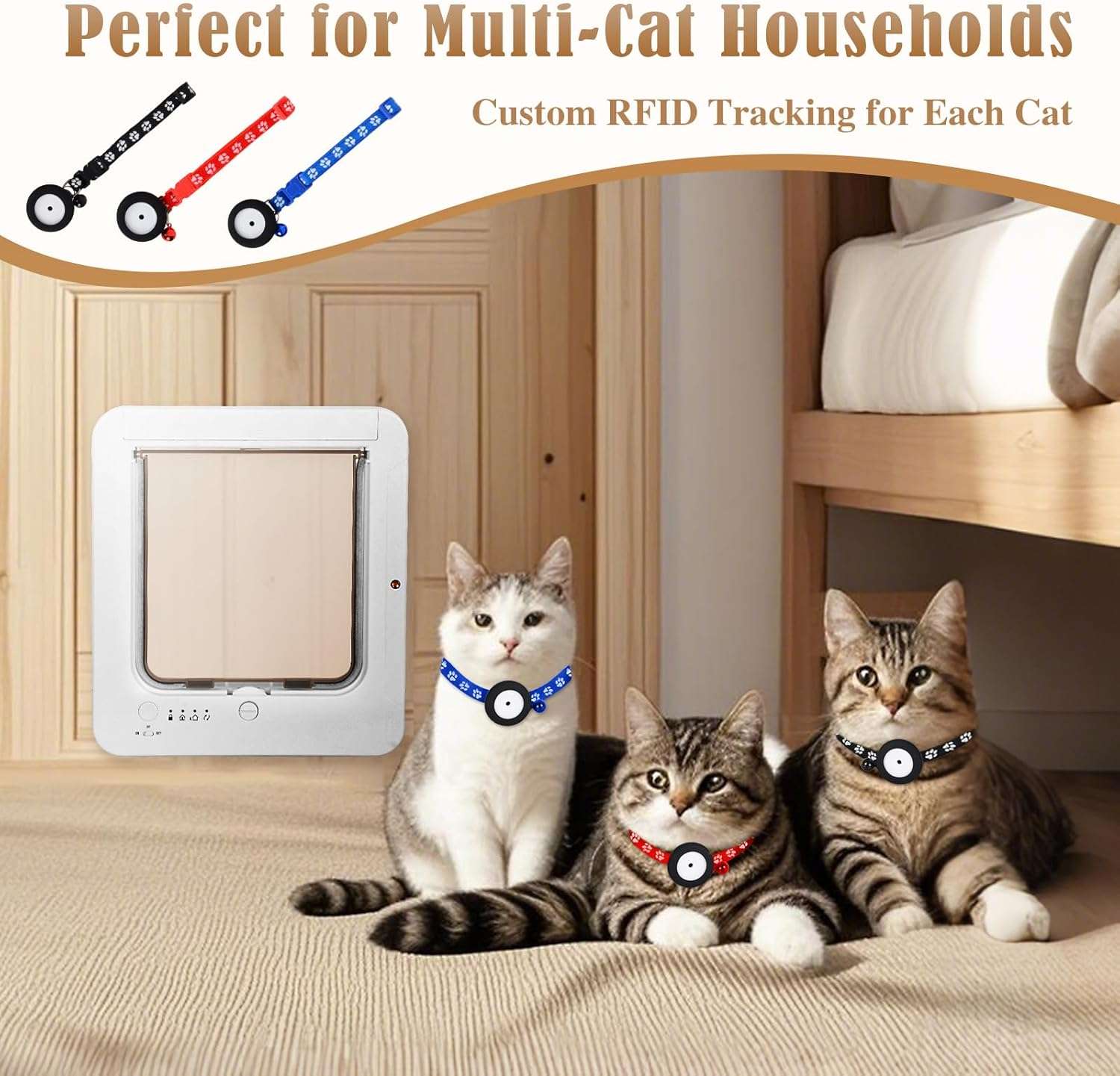 Puerta Automática con Acceso Exclusivo Sensor de Collar RFID y Apertura de 19 x 18 cm para Gatos - Imagen 3