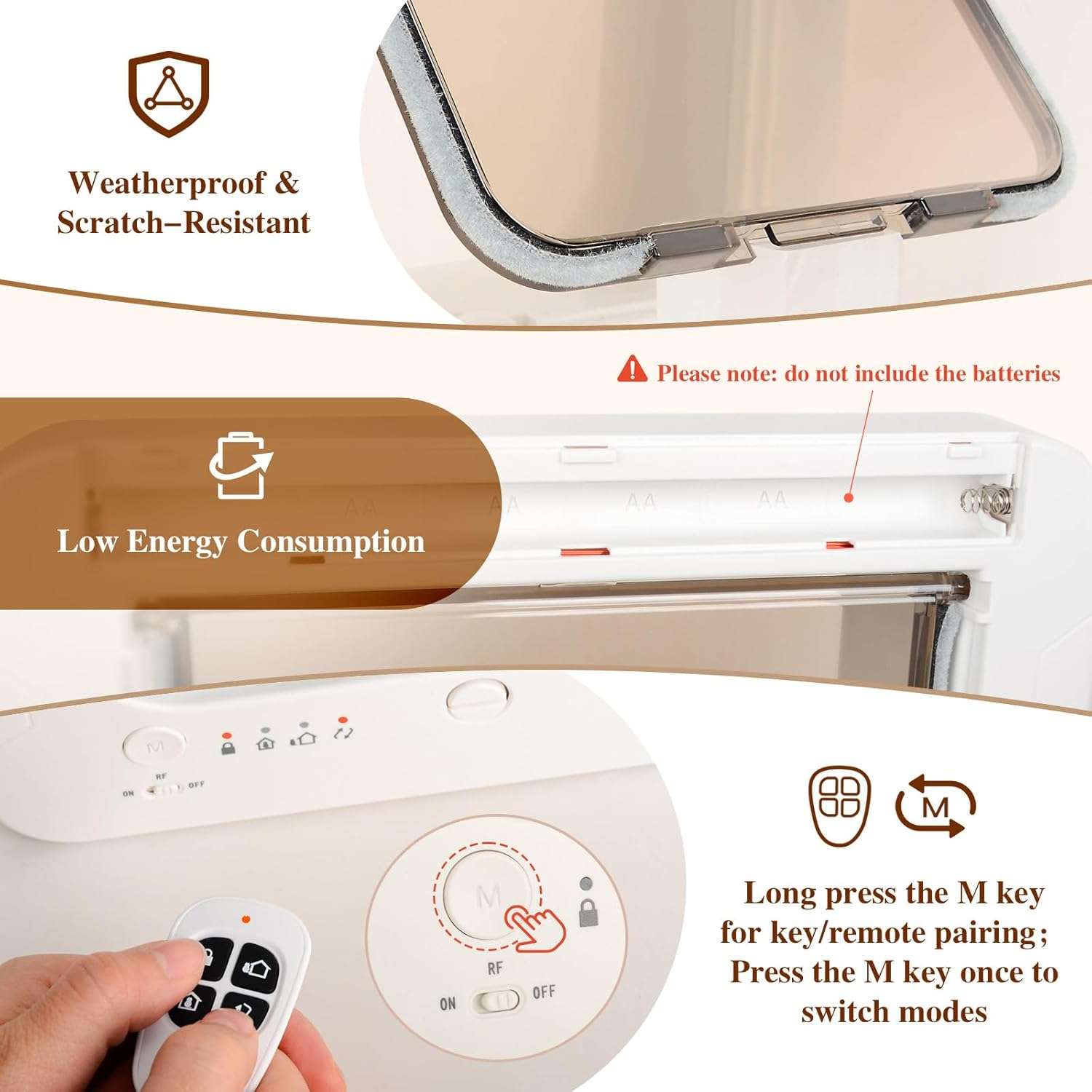 Puerta inteligente rfid de 26 por 29 centimetros con tres llaves de collar para gatos