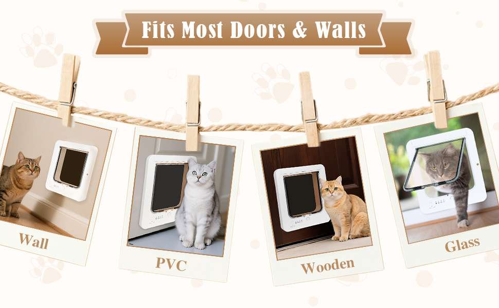 Puerta inteligente rfid de 26 por 29 centimetros con tres llaves de collar para gatos