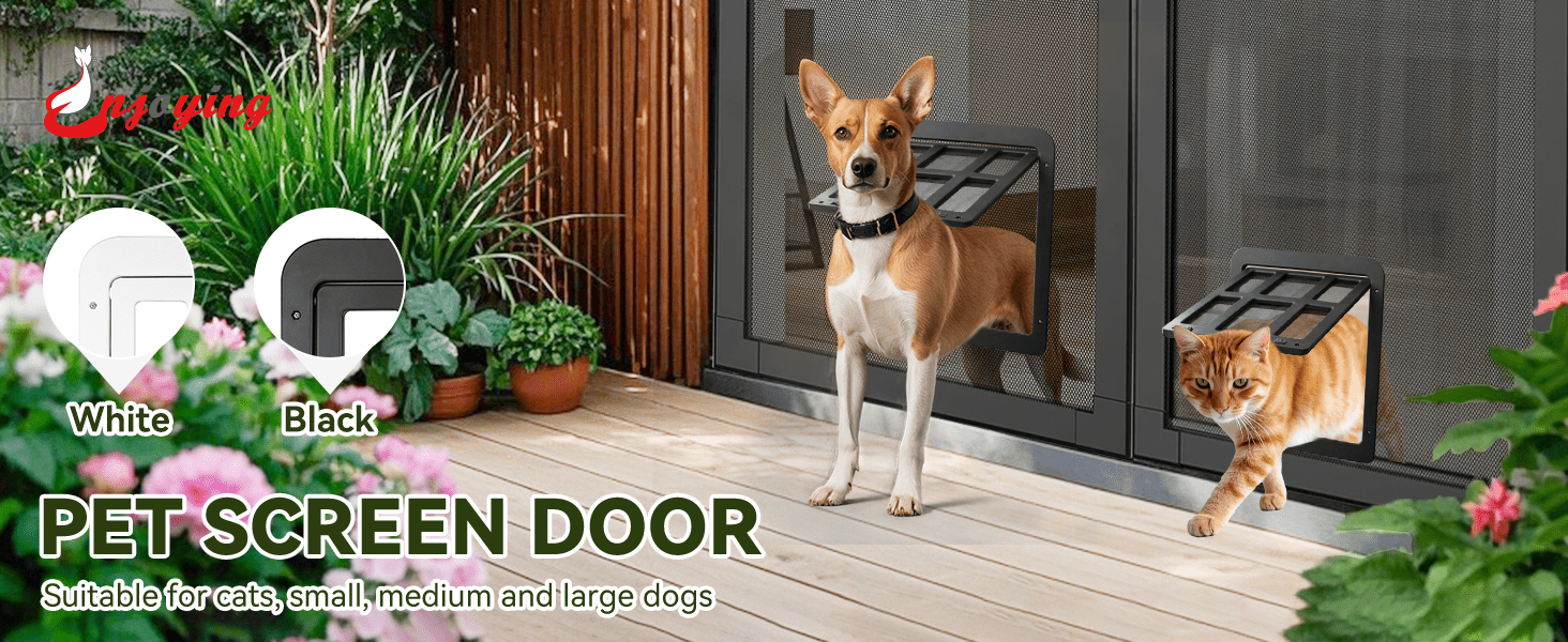 Puerta mosquitera magnetica de 34 por 44 centimetros con cerradura para perros y gatos grandes