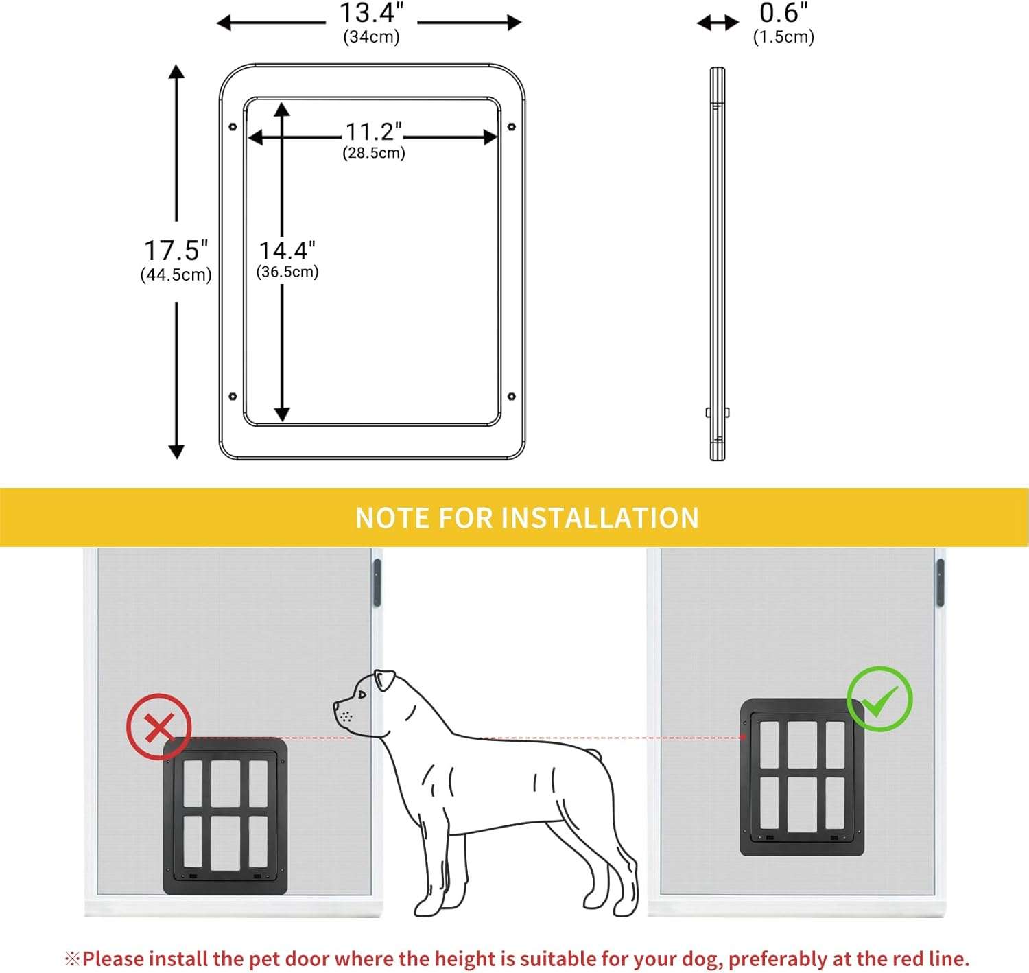 Puerta mosquitera magnetica de 34 por 44 centimetros con cerradura para perros y gatos grandes