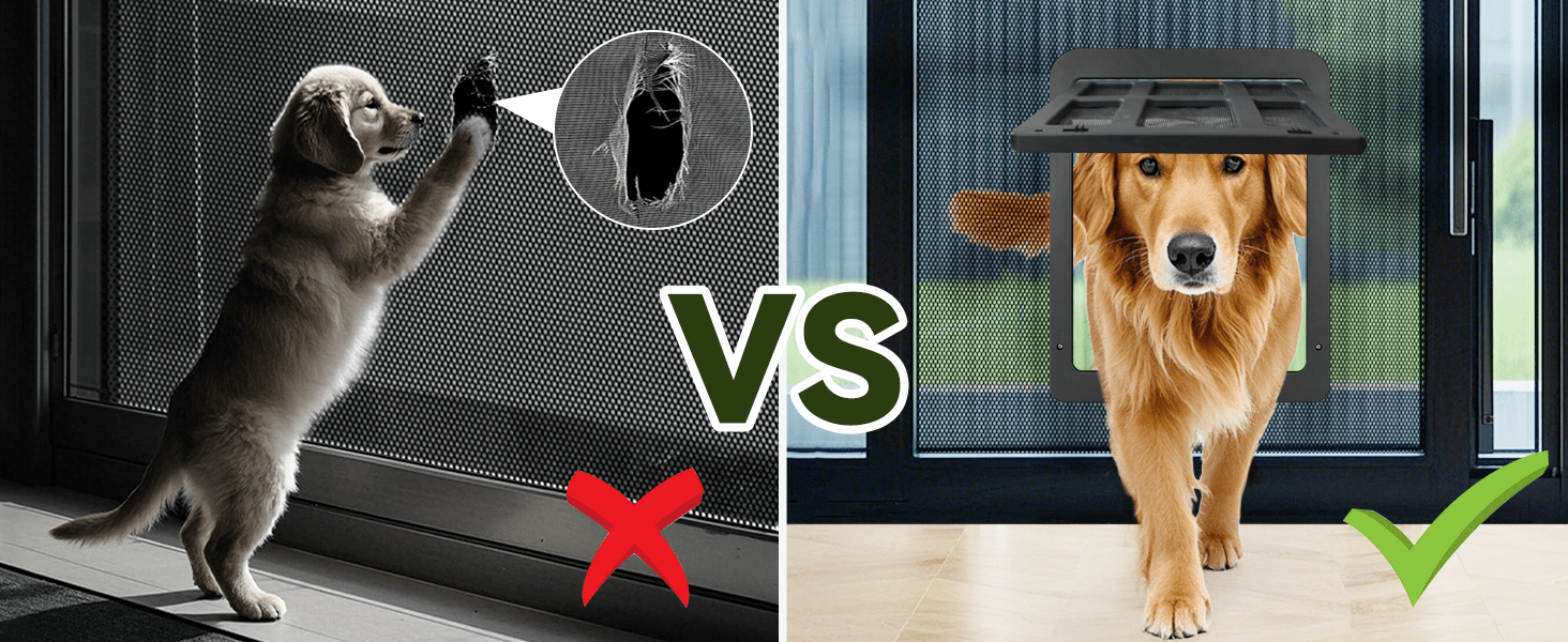 Puerta mosquitera magnetica de 34 por 44 centimetros con cerradura para perros y gatos grandes