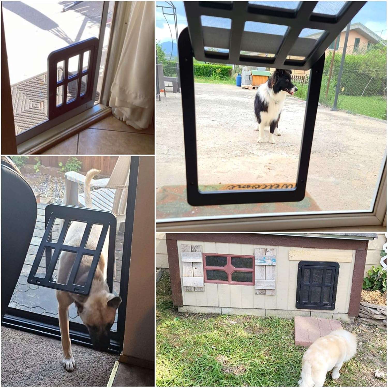 Puerta mosquitera magnetica de 34 por 44 centimetros con cerradura para perros y gatos grandes