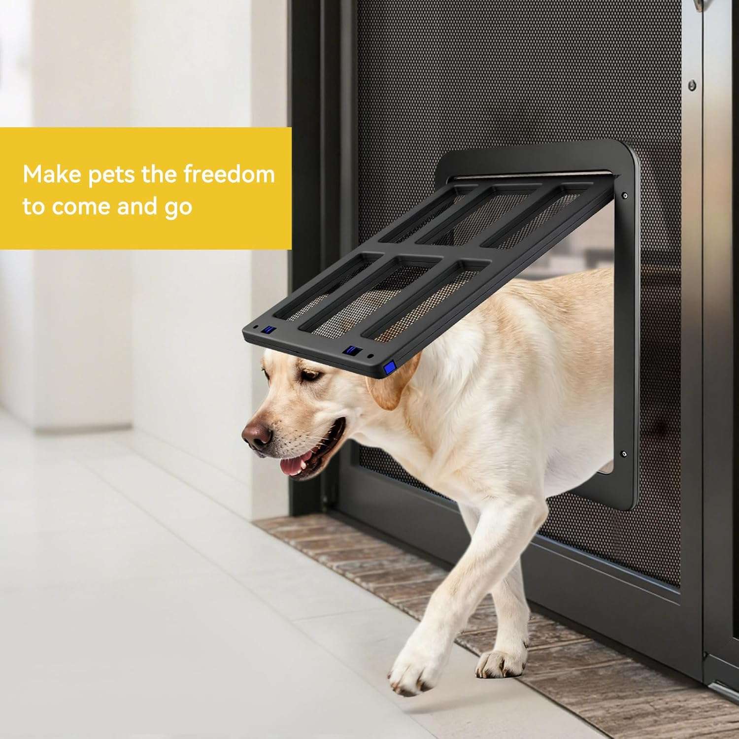 Puerta mosquitera magnetica de 34 por 44 centimetros con cerradura para perros y gatos grandes