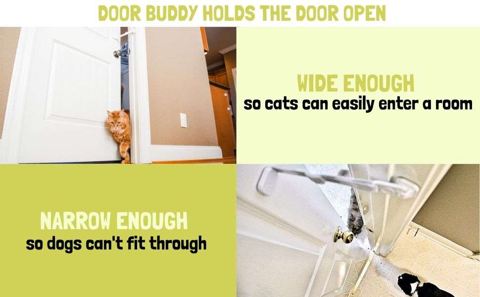 Seguro de puerta ajustable y adhesivo para gatos que mantiene alejados a los perros de areneros y comida