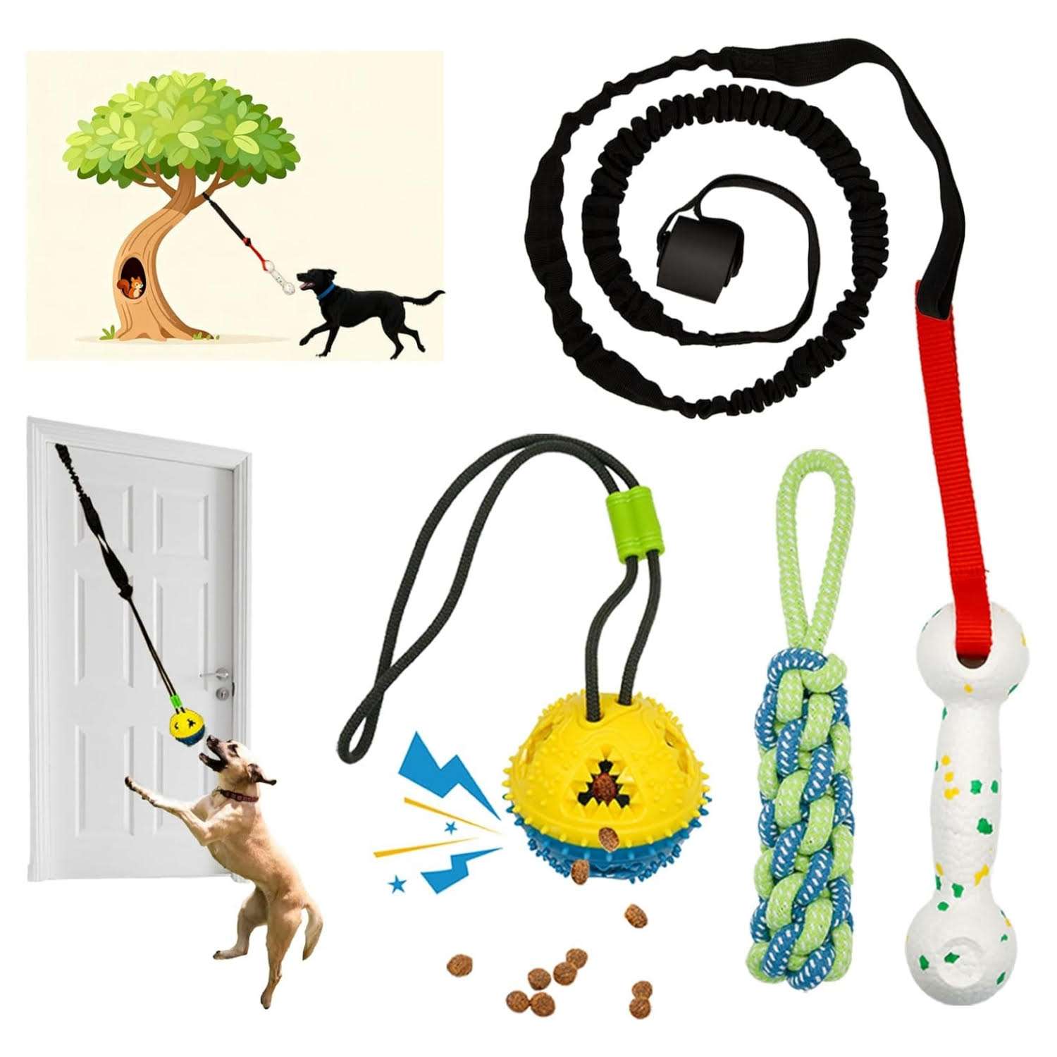 set 4 en 1 juguete interactivo perros cuerda elastica interior exterior chile