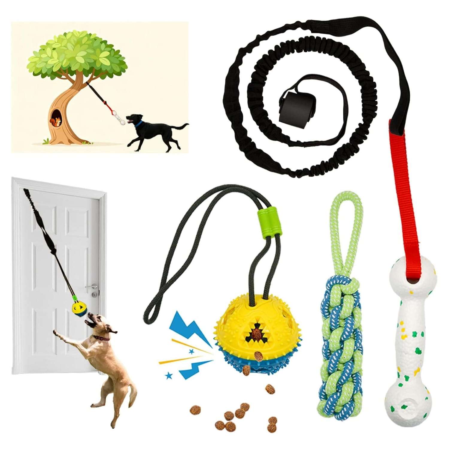 set 4 en 1 juguete interactivo perros cuerda elastica interior exterior chile