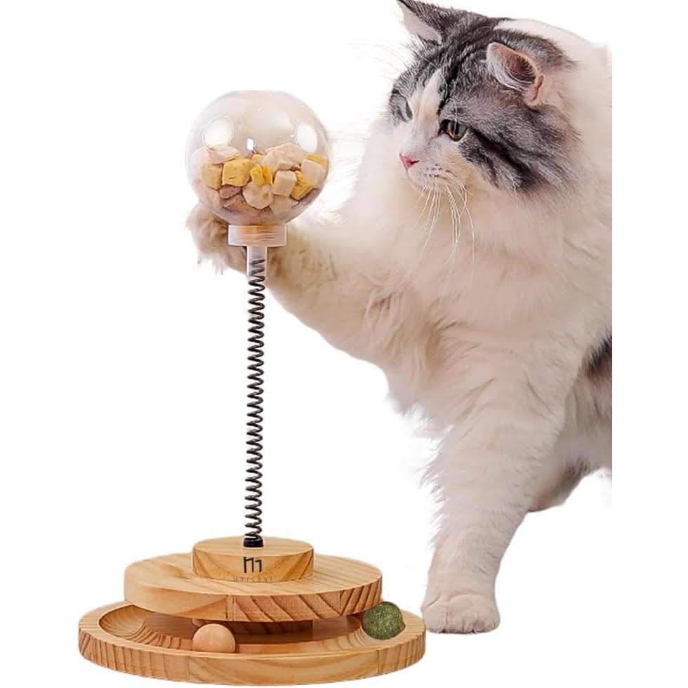 juguete madera gatos alimentador lento pista pelotas 33 centimetros ideal para felinos en chile