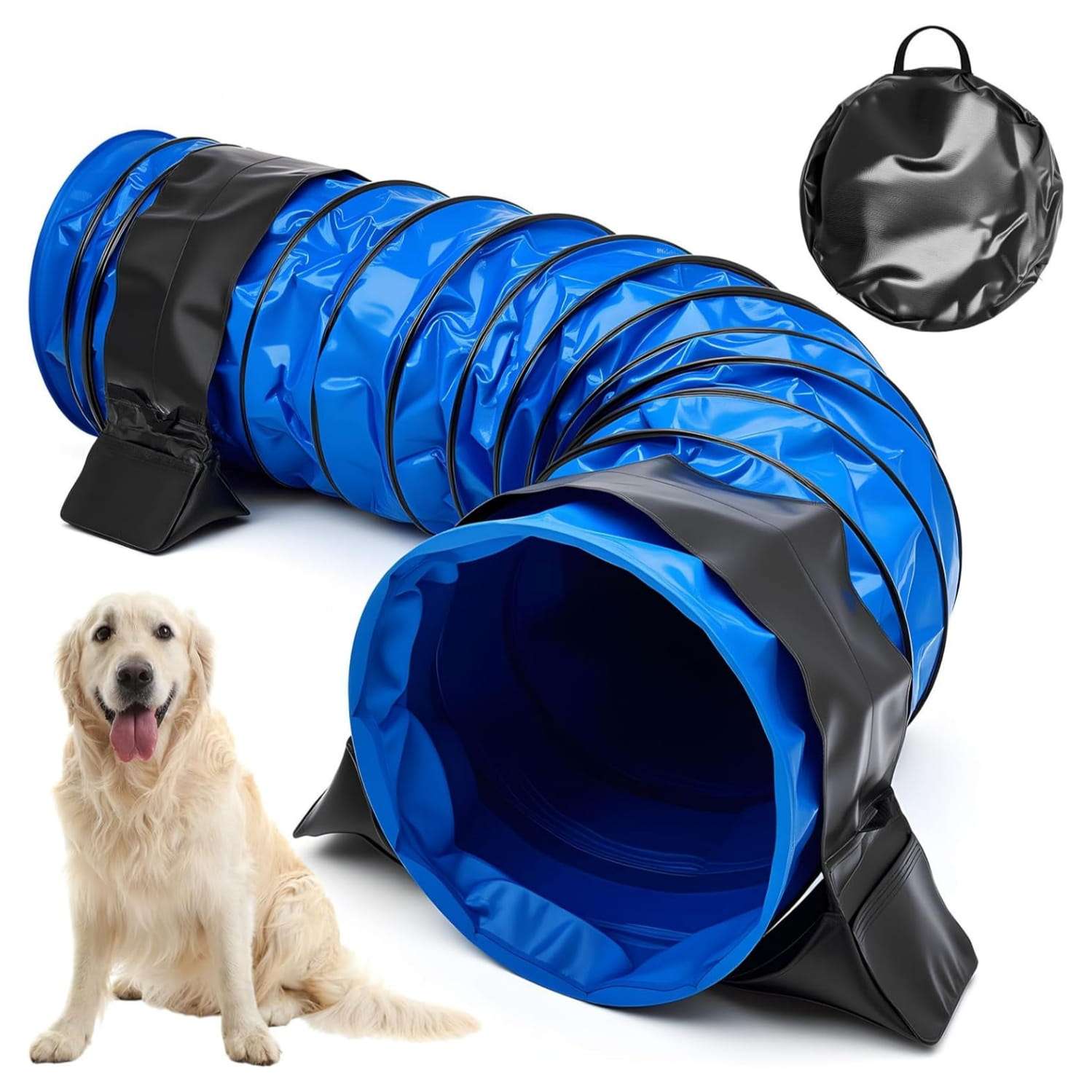 Tunel de agilidad portatil de tela Oxford y PVC para el entrenamiento de perros.