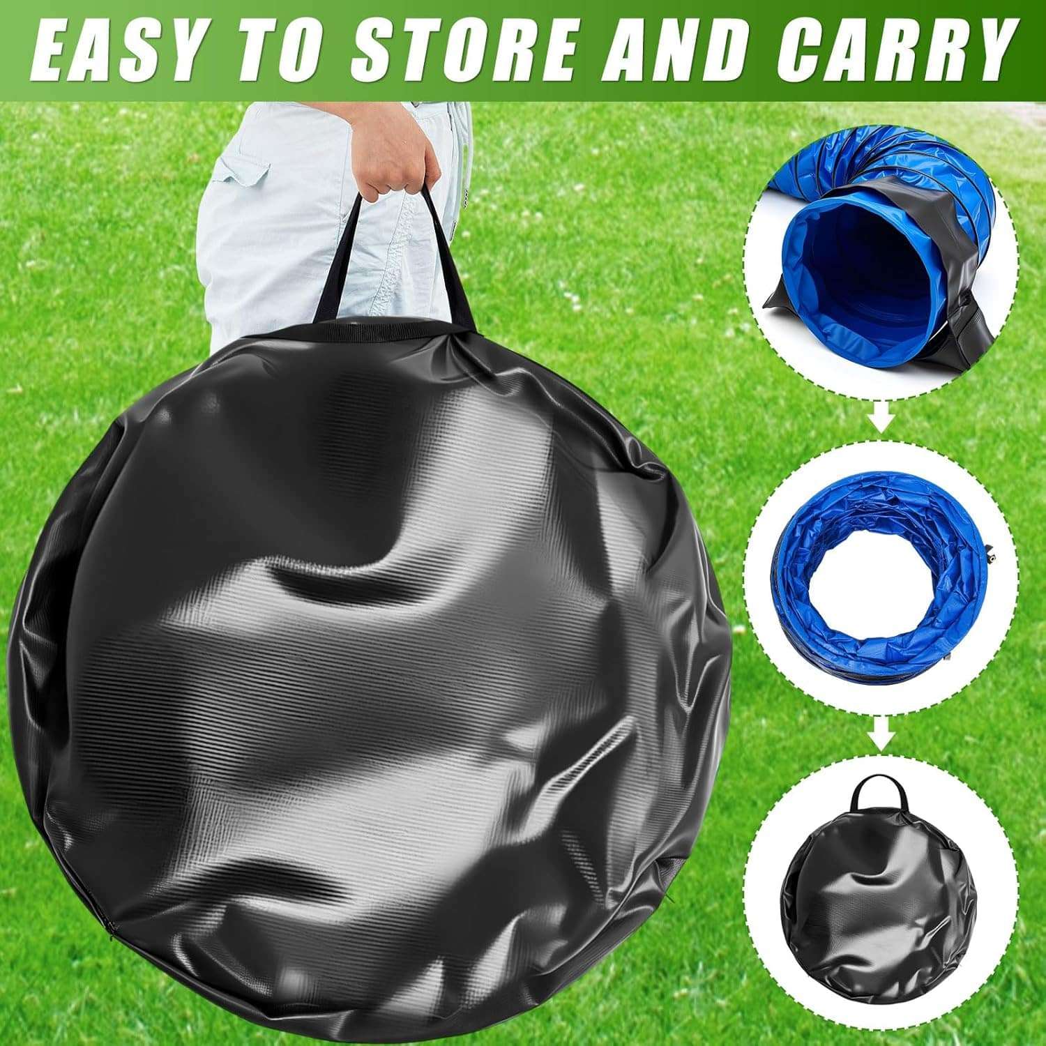 Tunel de agilidad portatil de tela Oxford y PVC para el entrenamiento de perros.