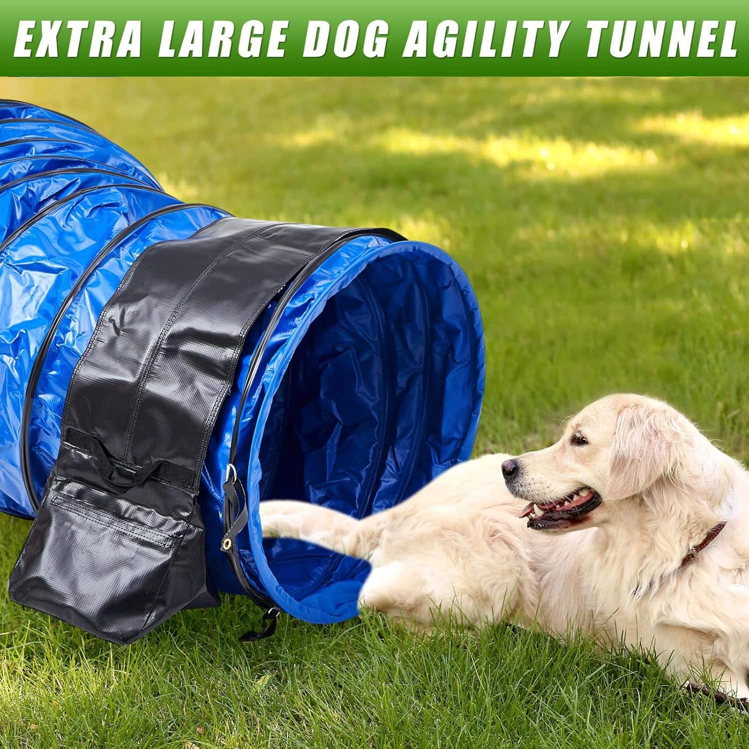 Tunel de agilidad portatil de tela Oxford y PVC para el entrenamiento de perros.