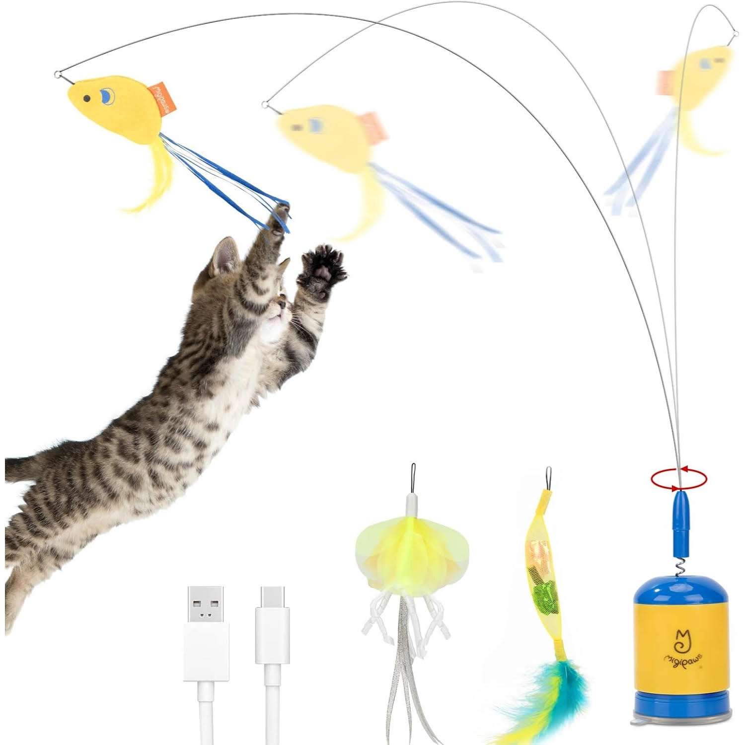 varita automatica gatos juguete interactivo ventosa 70 centimetros recargable chile