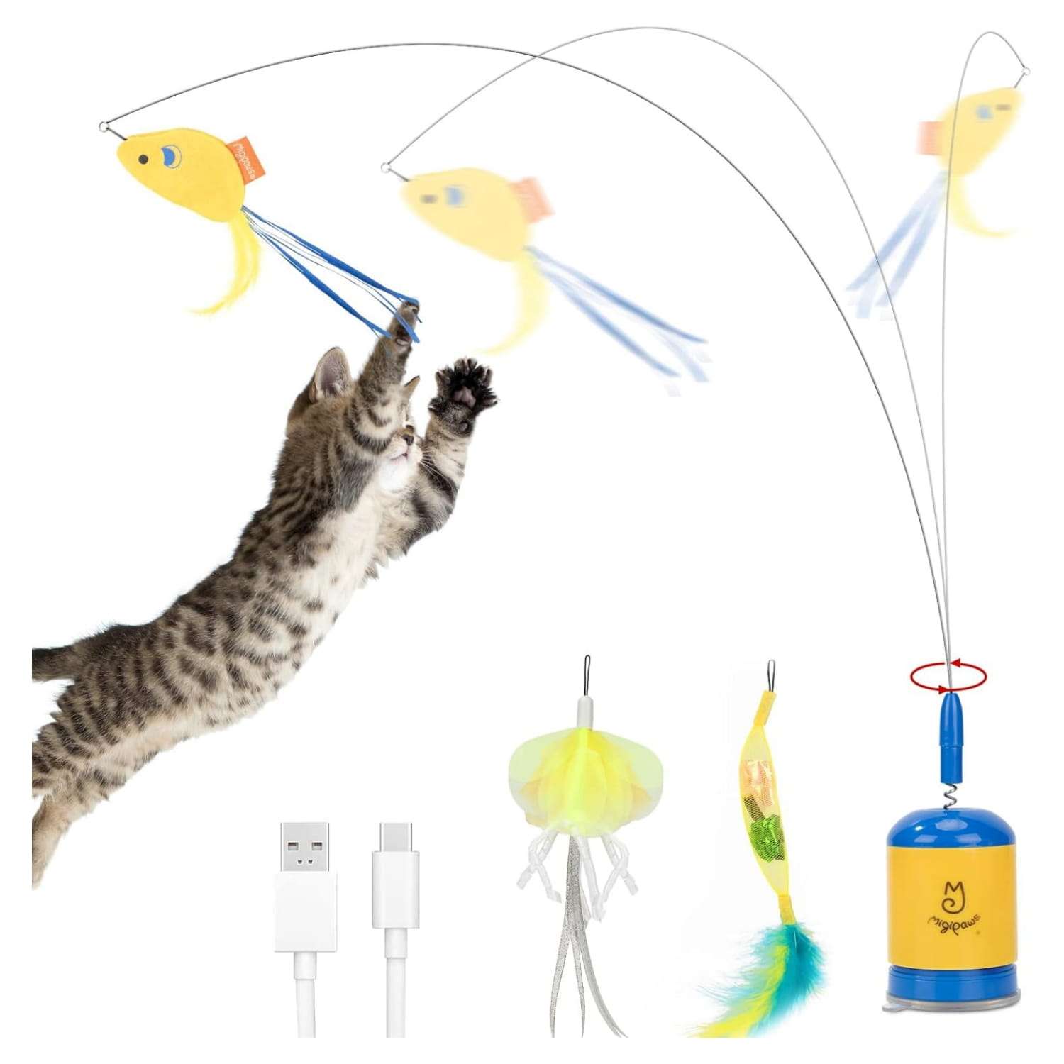 varita automatica gatos juguete interactivo ventosa 70 centimetros recargable chile