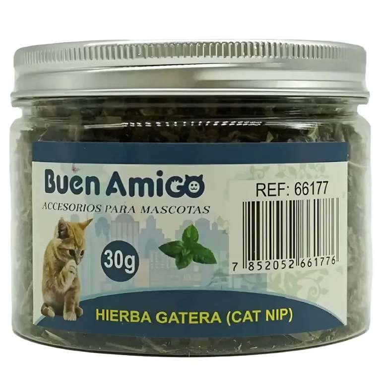catnip hierba gatera buen amigo 30 gramos frasco organico estimulante gatos bolas de pelo ideal para chile