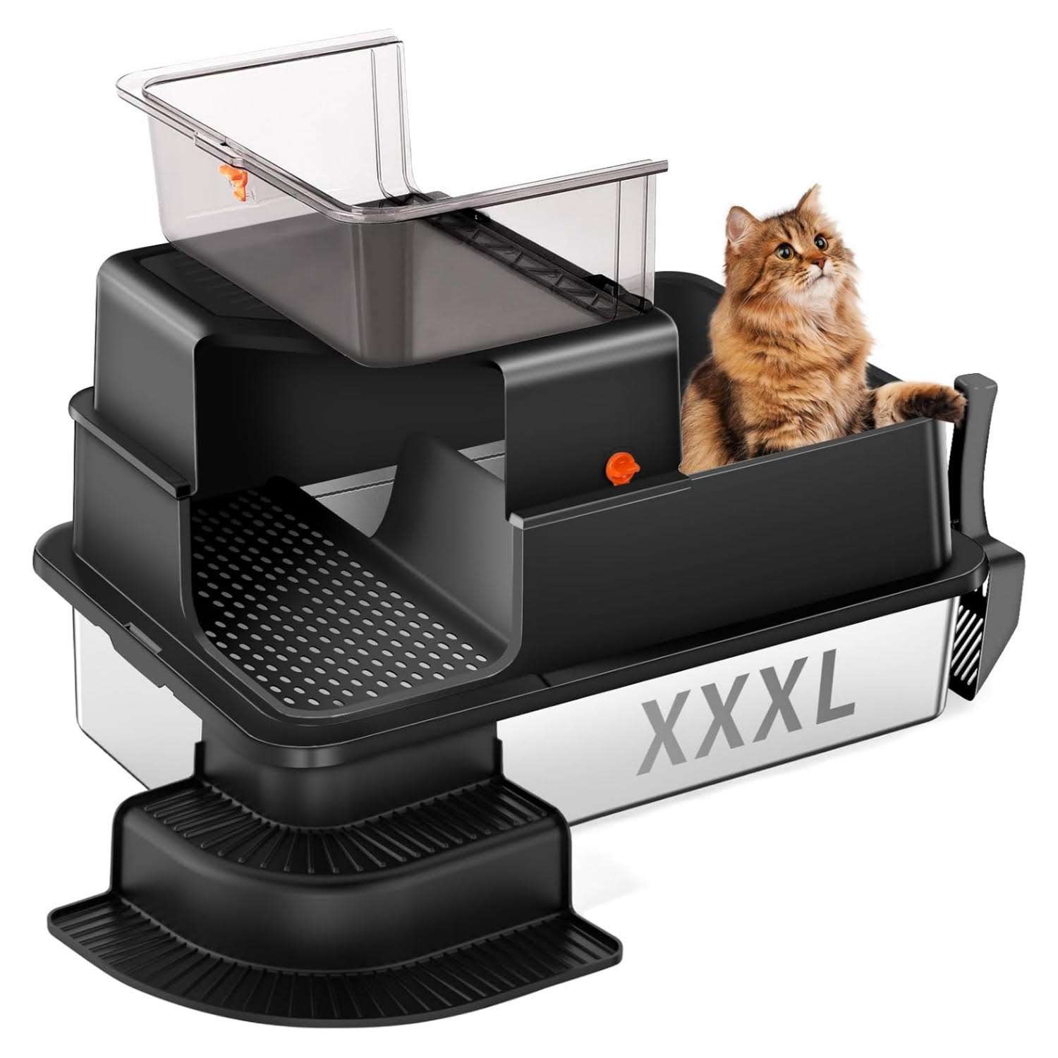 baño cerrado gatos acero inoxidable escalera 71x50x45 centimetros tapa abatible ideal para chile