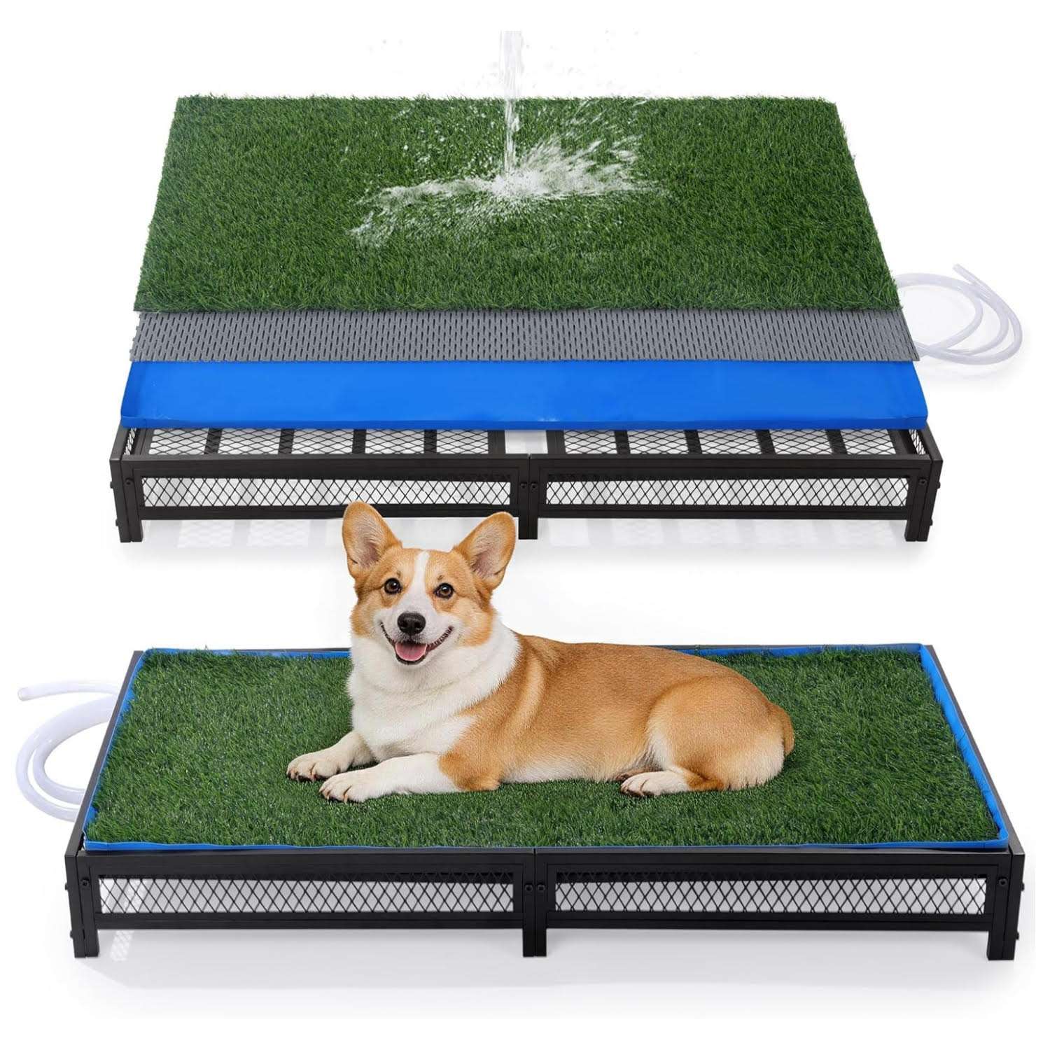 baño orinal perros pasto sintetico interior exterior drenaje manguera 64x58x15 centimetros ideal para chile