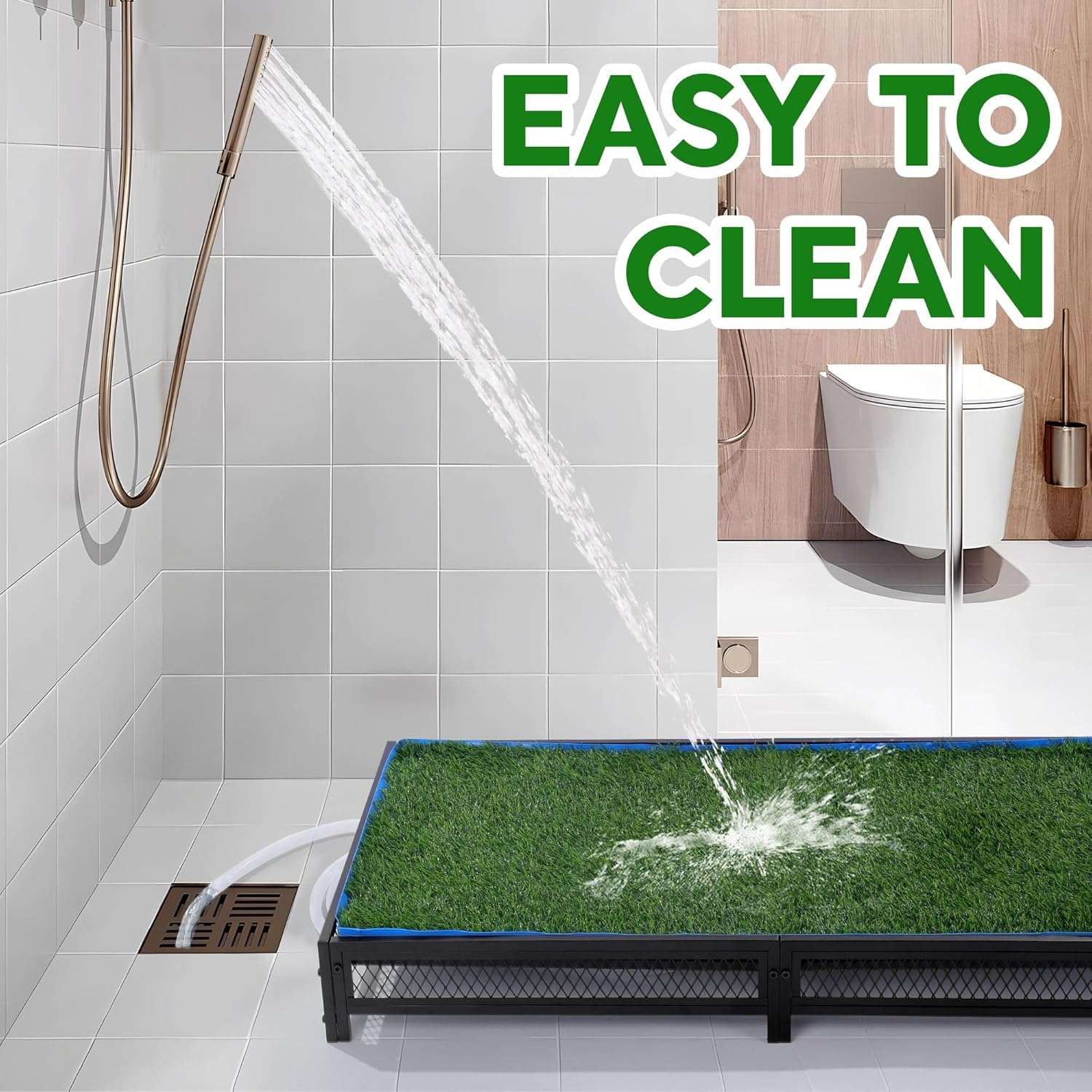 baño orinal perros pasto sintetico interior exterior drenaje manguera 64x58x15 centimetros ideal para chile