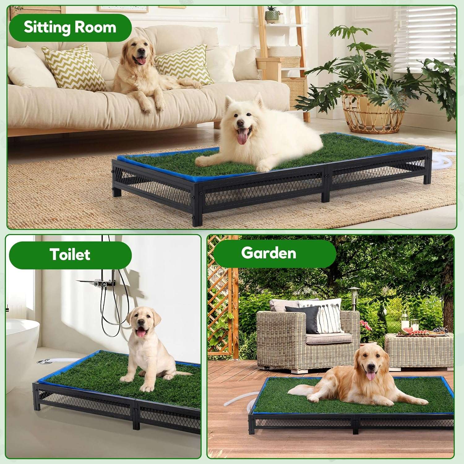 Bandeja Baño Mascotas Cesped Artificial Con Manguera 64x58x15 cm - Imagen 9