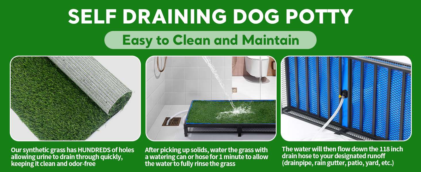 Bandeja Baño Mascotas Cesped Artificial Con Manguera 64x58x15 cm - Imagen 5