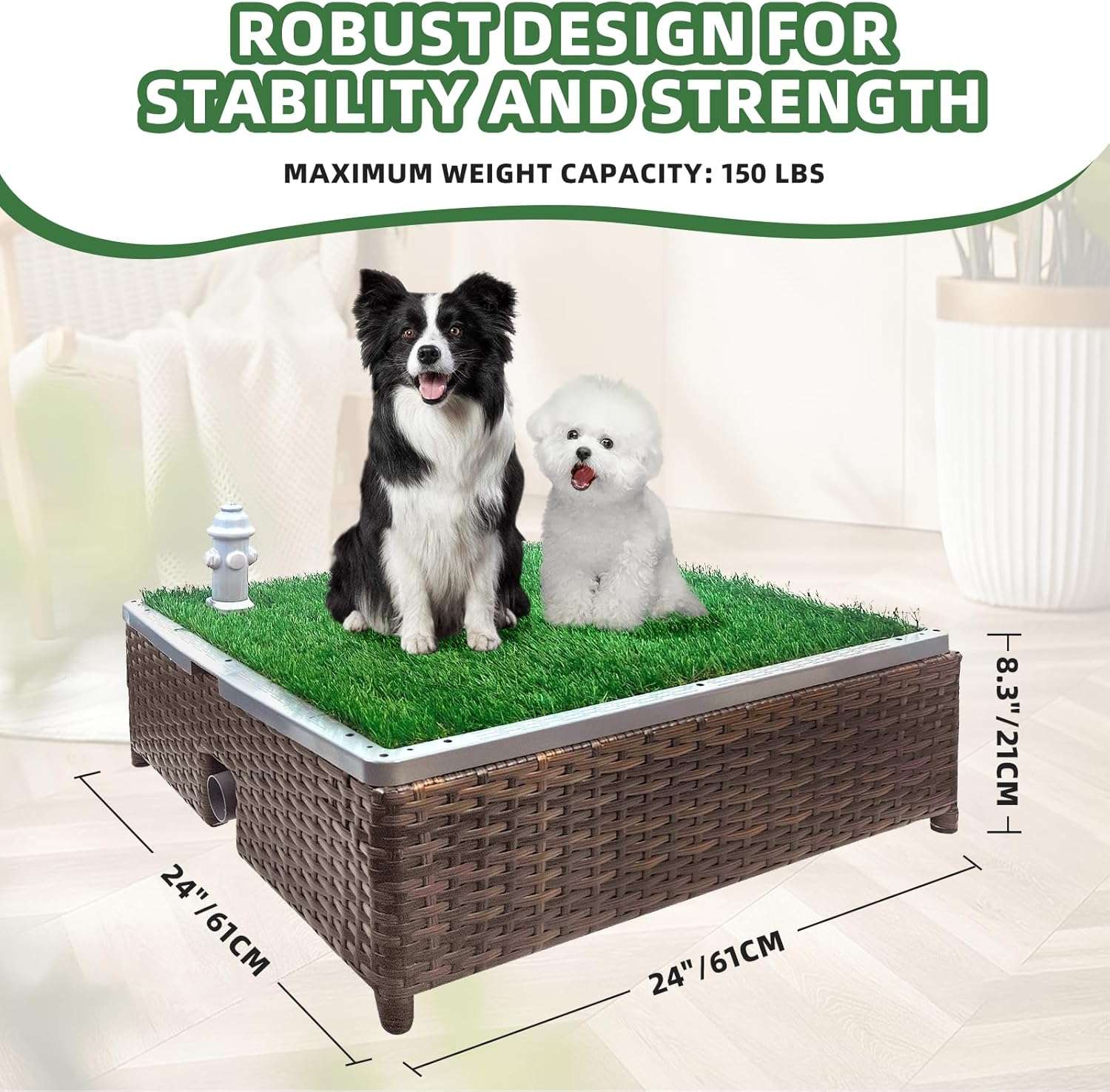 baño orinal perros pasto sintetico interior exterior drenaje 60x60x22 centimetros ideal para chile