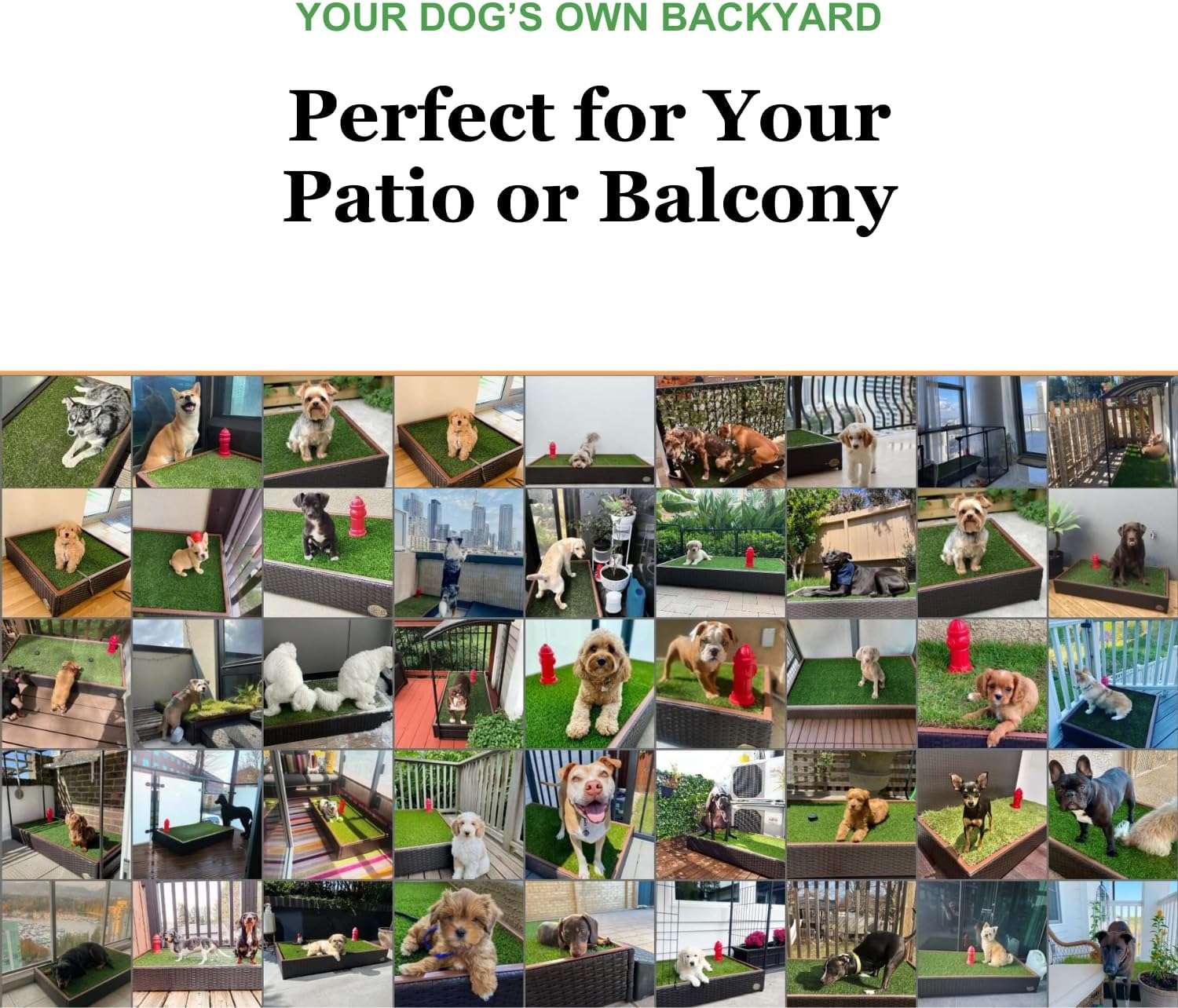 baño orinal perros exterior pasto sintetico aspersores drenaje automatico mimbre resina 127x66x18 centimetros ideal para chile