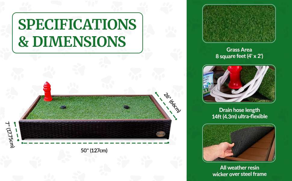 Baño Para Perros Pasto Sintetico Drenaje Automatico 127x66x18 cm - Imagen 3