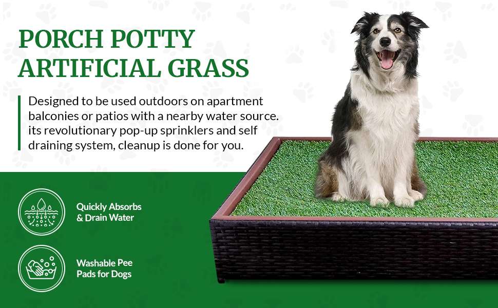 Baño Para Perros Pasto Sintetico Drenaje Automatico 127x66x18 cm - Imagen 2