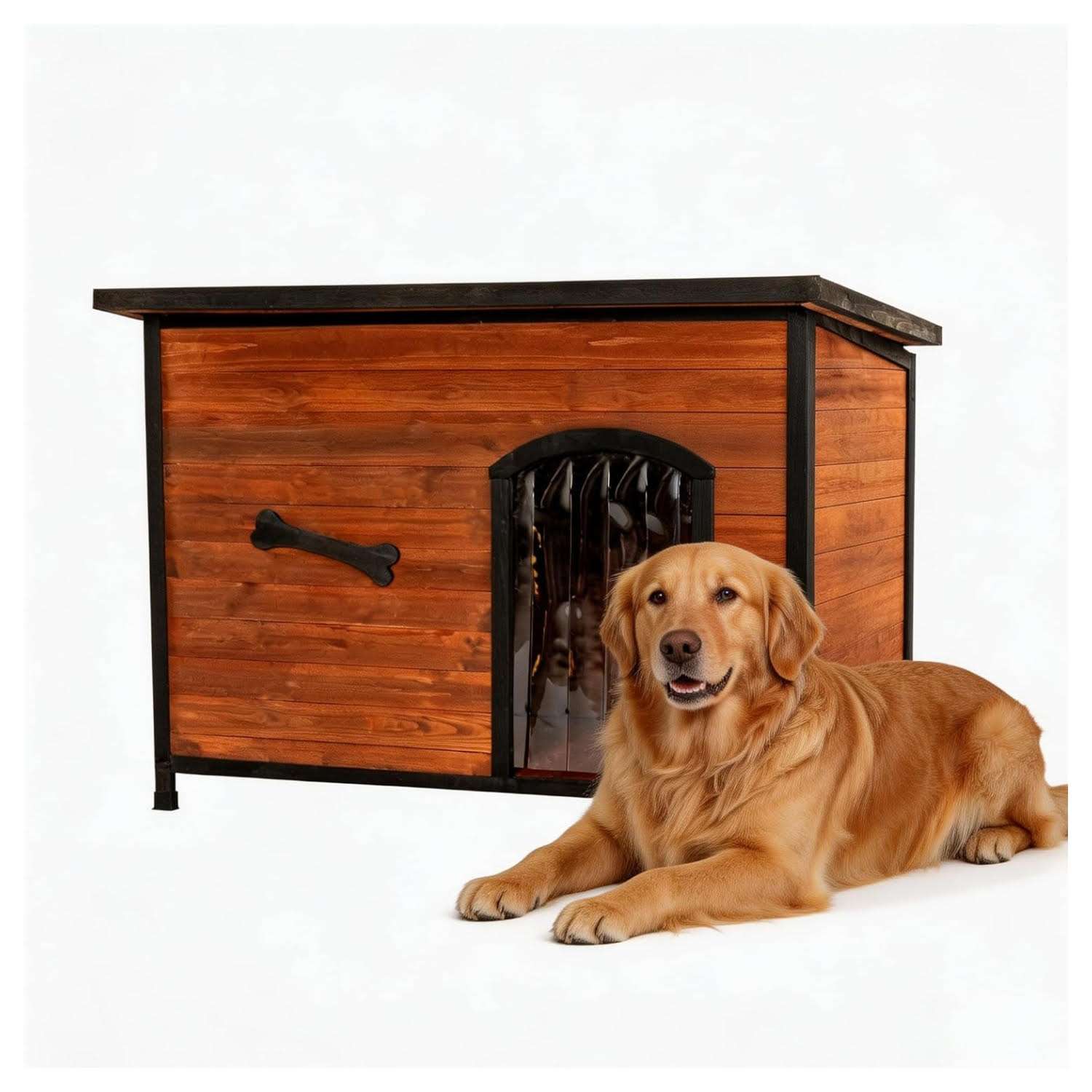 casa de madera perros grandes exterior techo asfalto cortina 116x79x83 centimetros ideal para chile