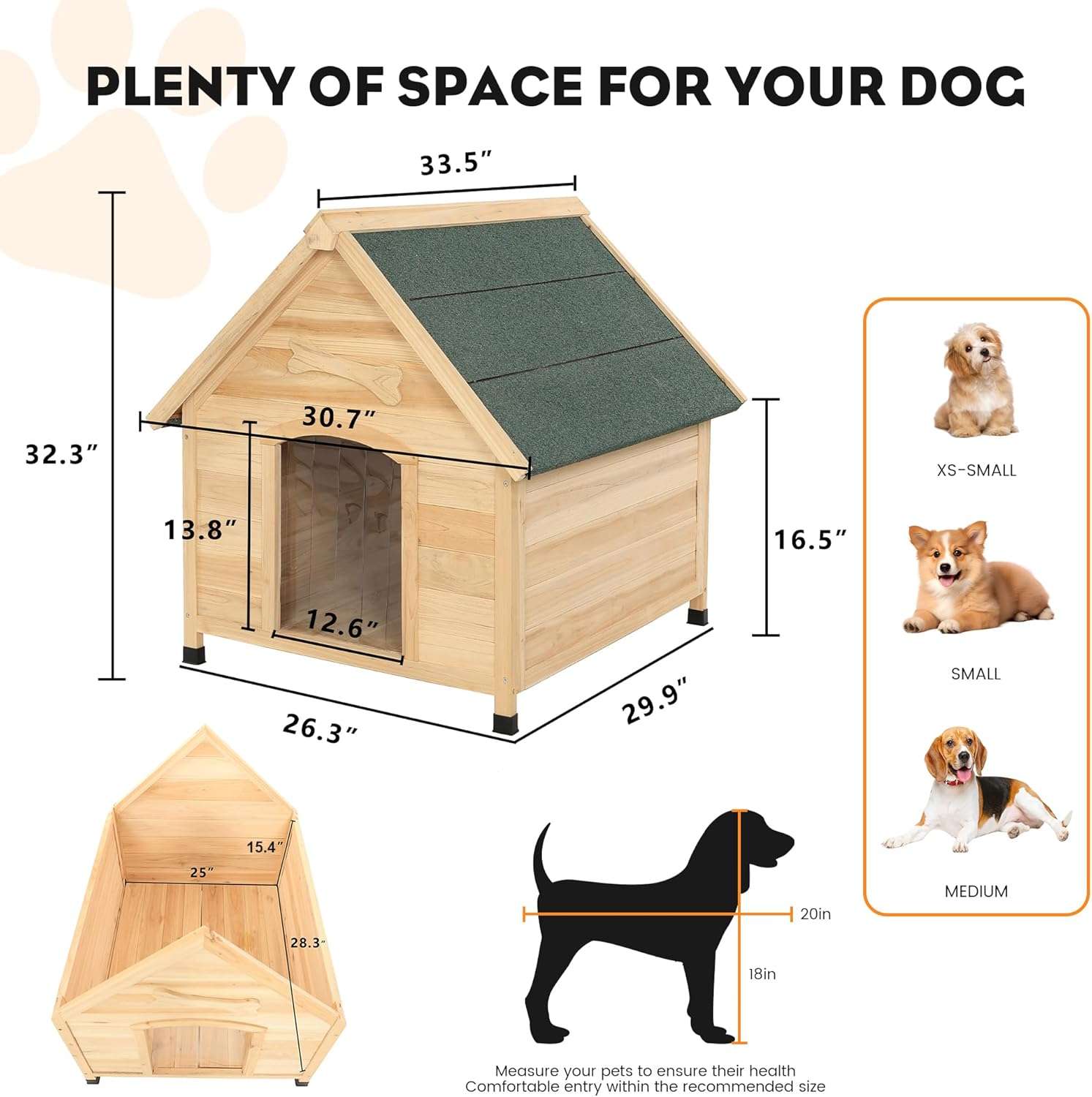casa de madera perros medianos pequeños exterior techo asfalto cortina 85x78x82 centimetros ideal para chile