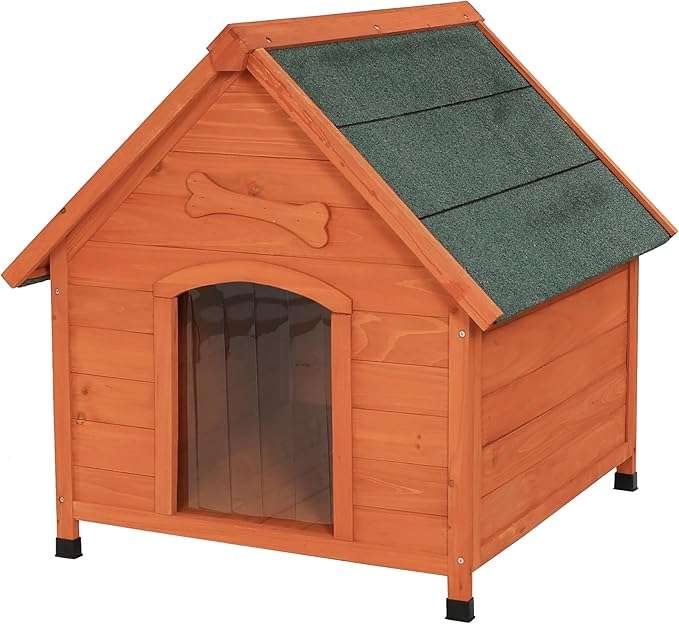 casa de madera perros medianos pequeños exterior techo asfalto cortina 85x78x82 centimetros ideal para chile