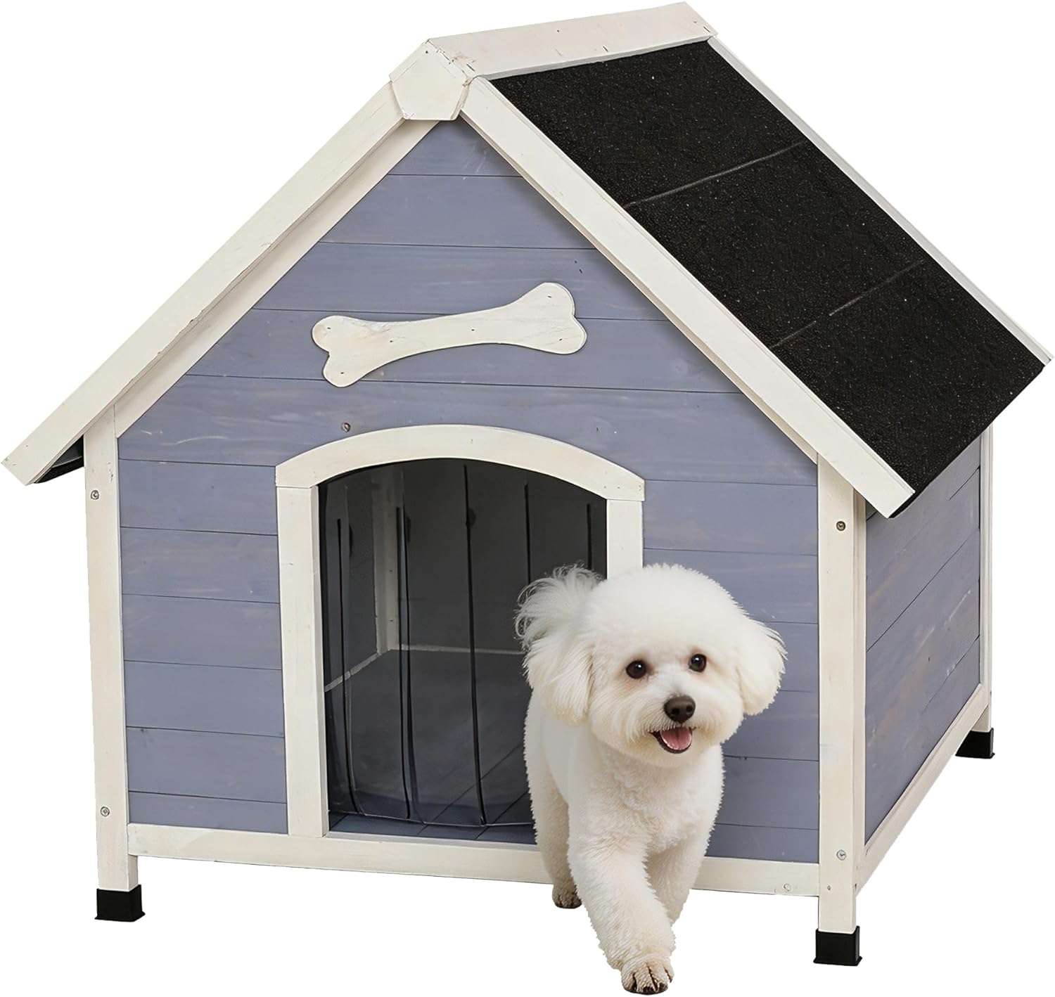 casa de madera perros medianos pequeños exterior techo asfalto cortina 85x78x82 centimetros ideal para chile