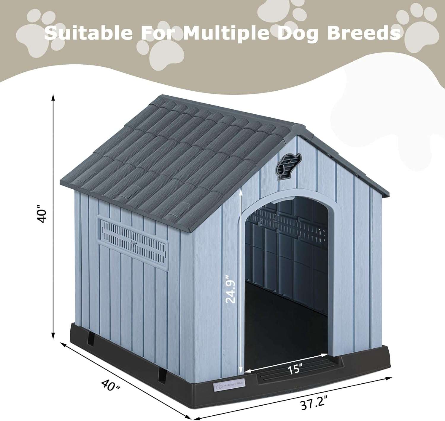 Casa De Perros Exterior Plástico Ventilada Impermeable Polipropileno - Imagen 6